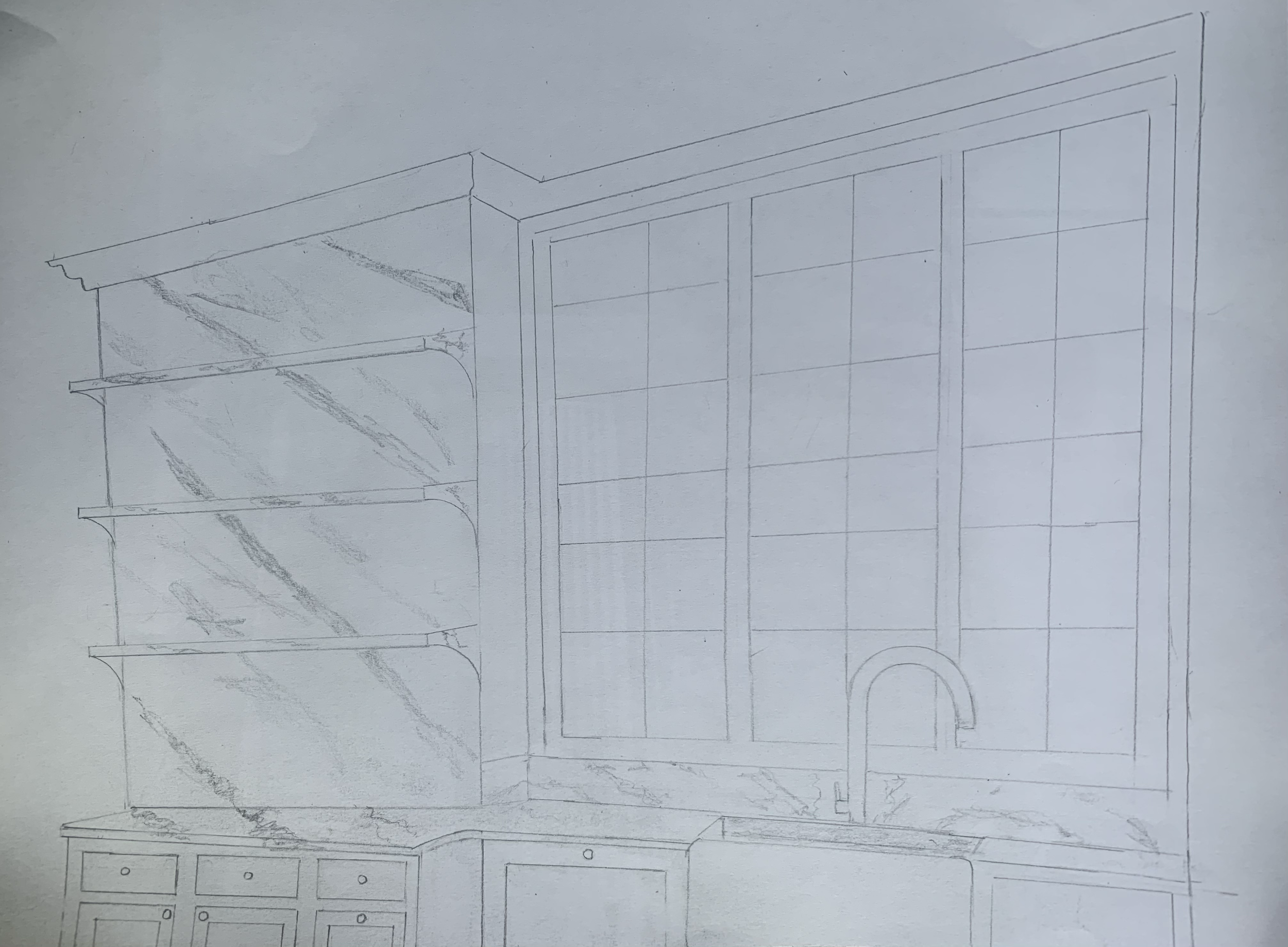Designing a custom window and marble shelves