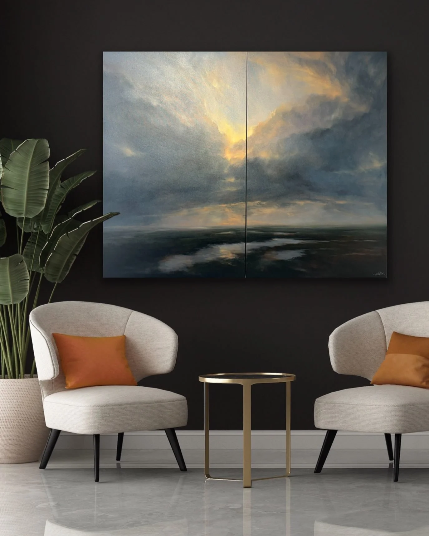 48x60 oil diptych &ldquo;Embrace&rdquo; on its way to @portlandartgallery next week along with many new pieces.  #newseries #loveandlight #interiordesignart #portlandartgallery