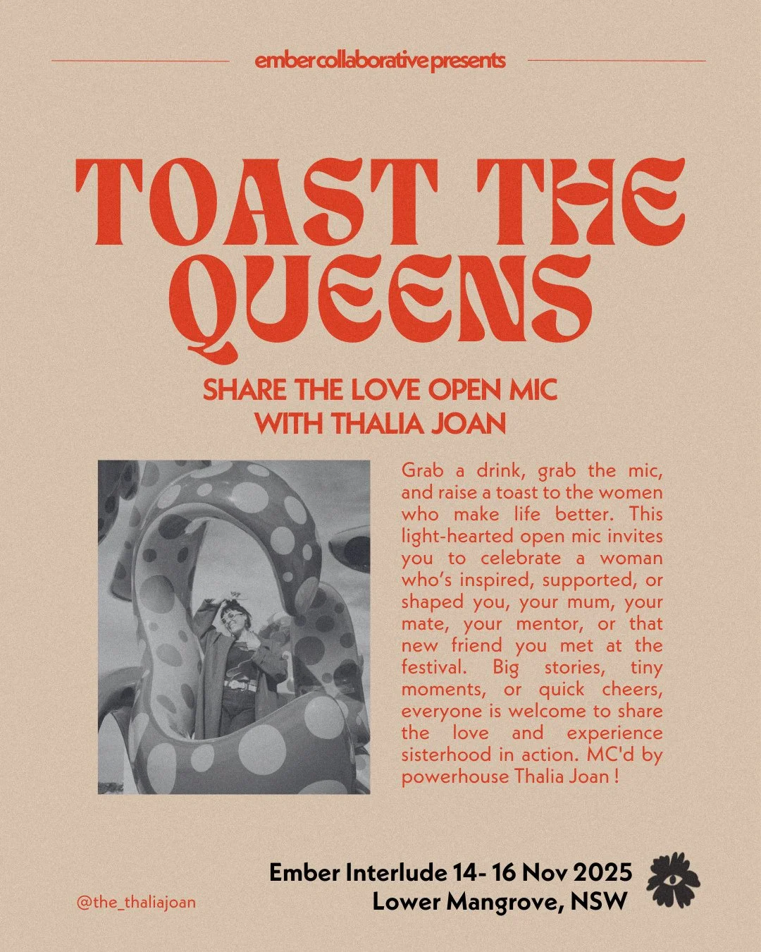 Share the love at Ember Interlude!⁠
⁠
Toast the Queens: Open mic night with Thalia Joan 👑❤️🥂⁠
⁠
Grab a drink, grab the mic, and raise a toast to the women who make life better. This light-hearted open mic invites you to celebrate a woman who&rsquo;