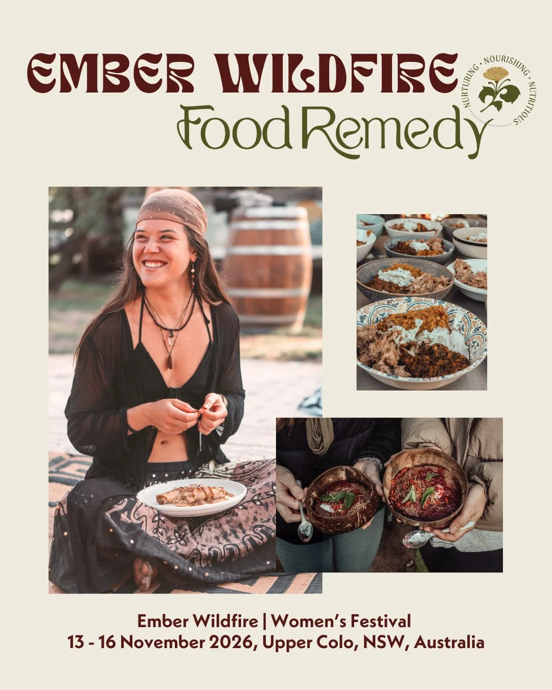 This year at Ember Wildfire, you can add on Food Remedy catering! Healthy, delicious meals made with whole, seasonal ingredients, cooked fresh and served at the festival.⁠
⁠
Choose to have some or all of your meals taken care of, so you can relax and