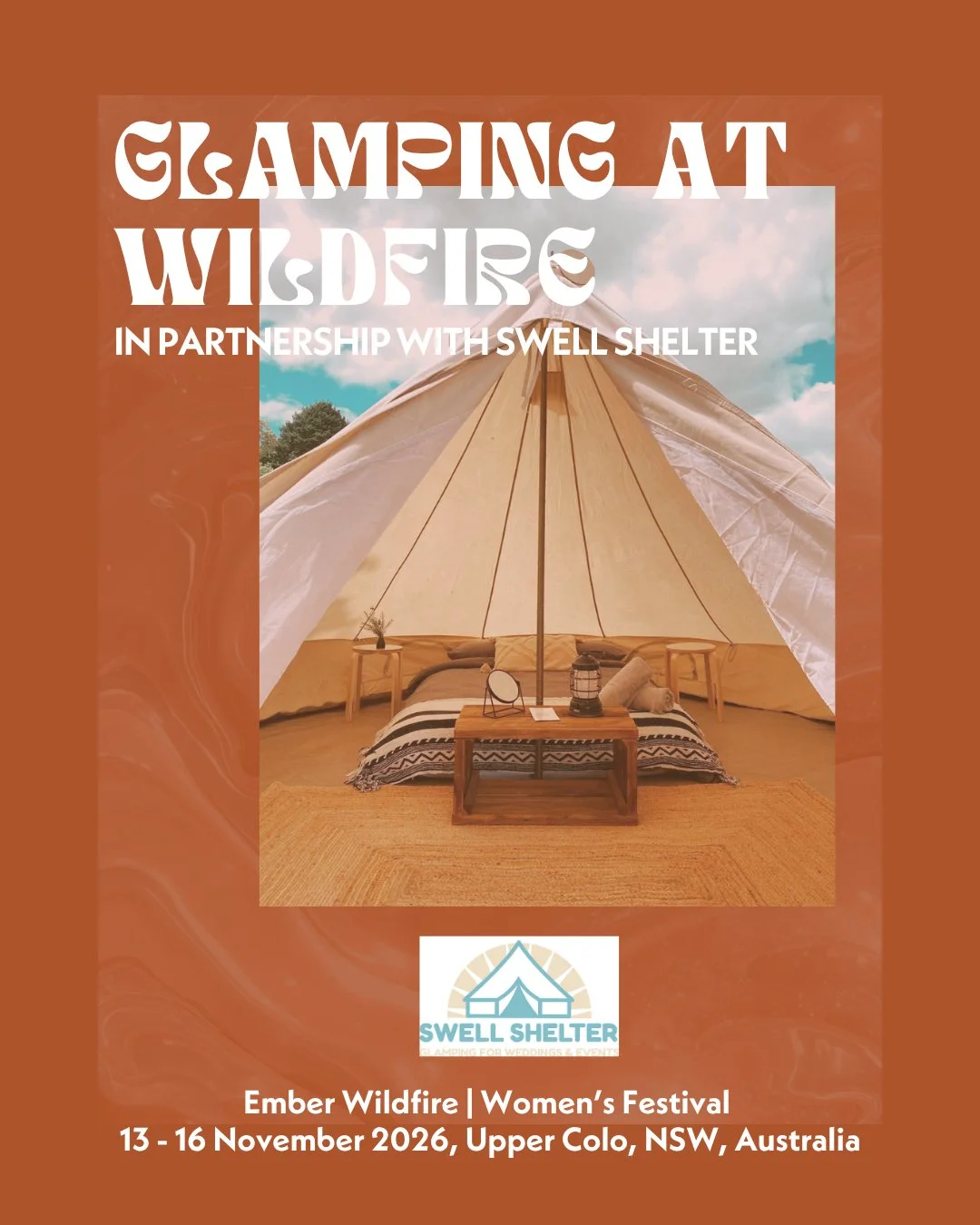 GLAMP AT EMBER WILDFIRE!⁠
⁠
Skip the setup and arrive to your own little sanctuary at Ember Wildfire.⁠
⁠
Our glamping options offer a beautifully set-up oasis in nature. Eliminating any stress or setup, just ease from the moment you arrive!⁠
⁠
Option