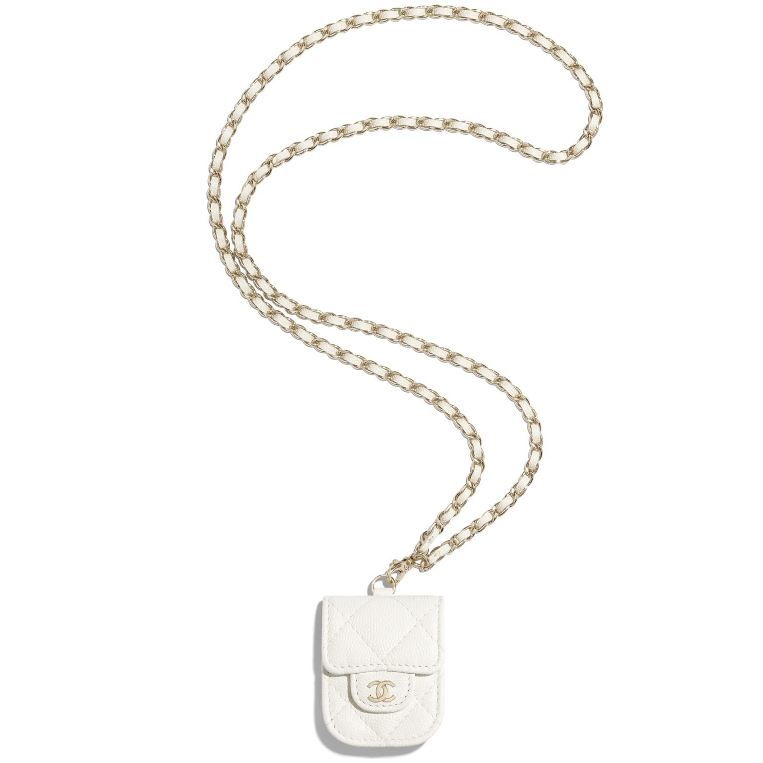 Sold at Auction: CHANEL - Pristine - Quilted Caviar Leather CC Airpod Pro  Case / Necklace