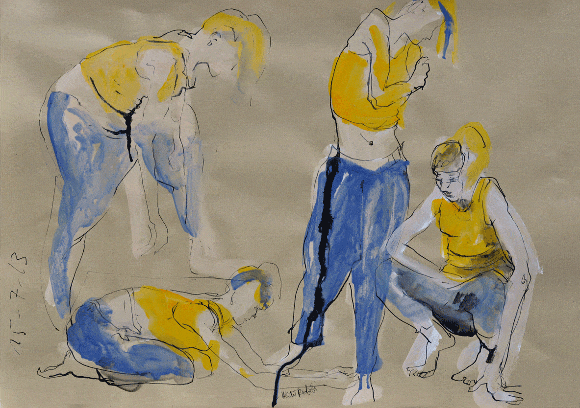 Johanna im Training I., Acryl auf Packpapier, 40x60cm, 2013