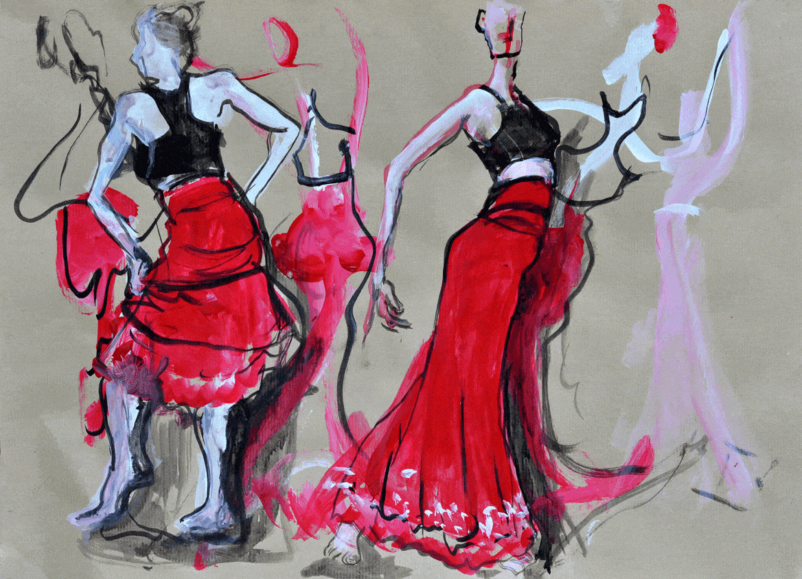 Flamenco II., Acryl auf Packpapier, 2013