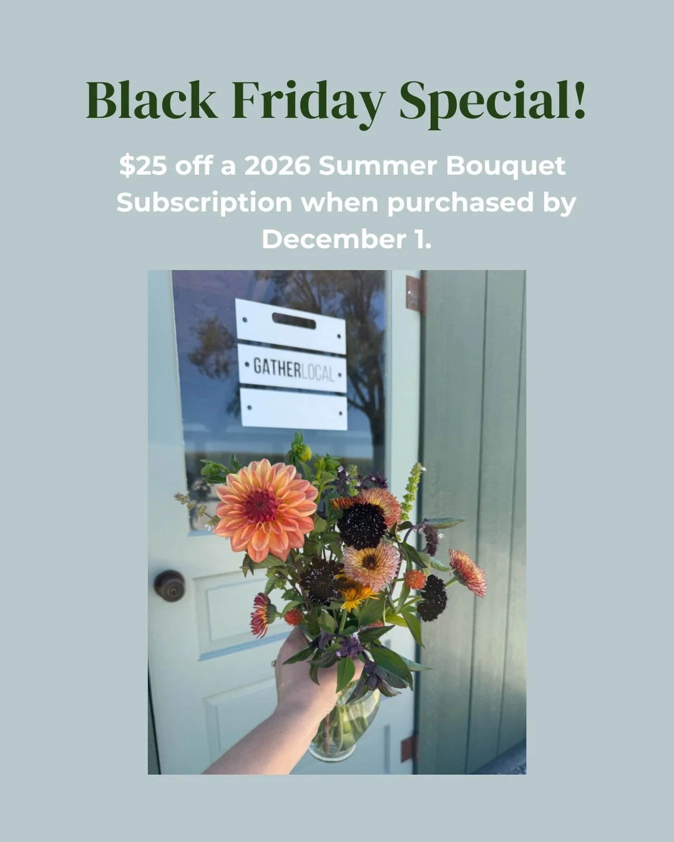 Give the gift of flowers this Christmas! The Gather Local Summer Bouquet Flower subscription is a four week flower bouquet subscription that will begin late July/early August 2026 (as soon as flowers are available) with pickup every other Friday at t