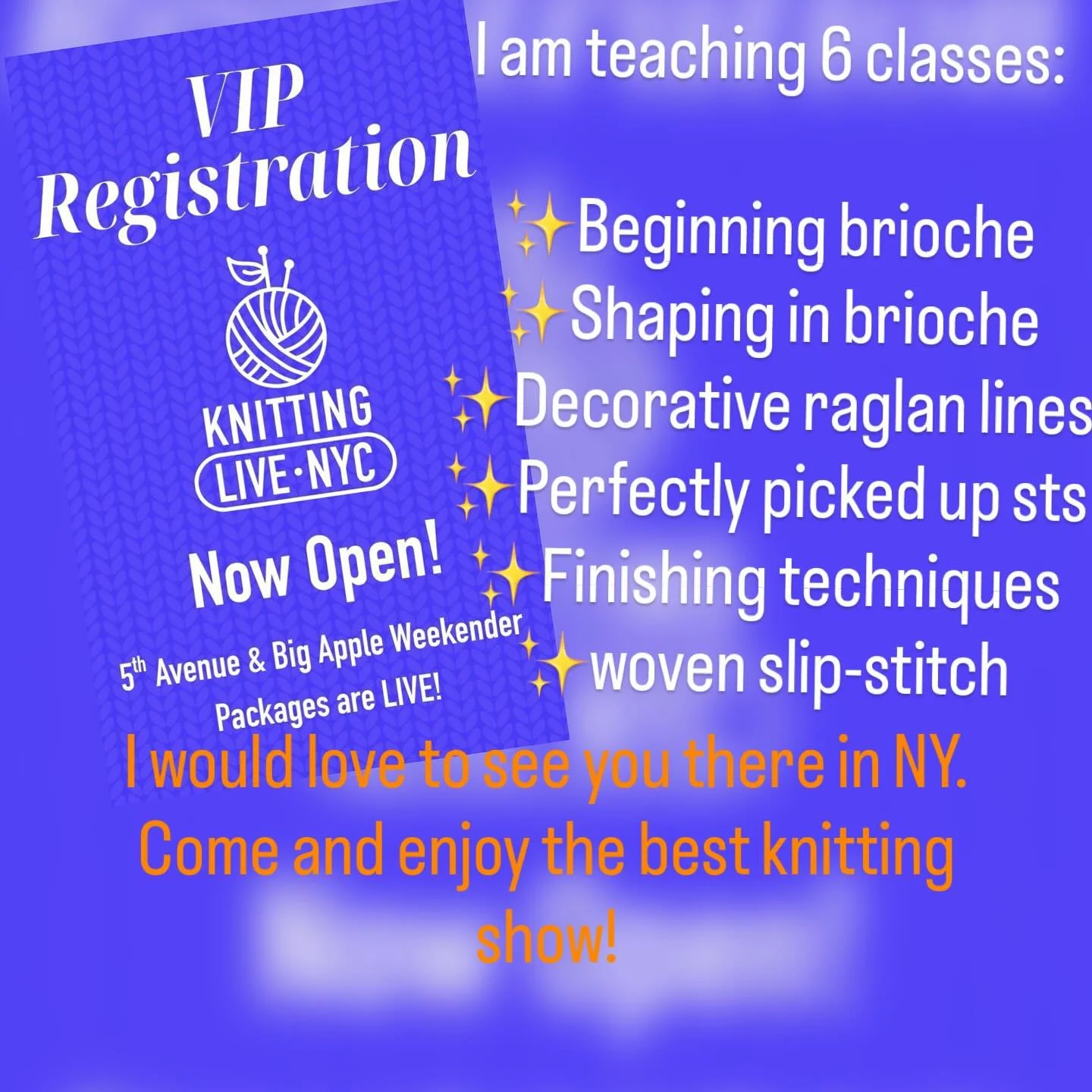 I always love teaching @vogueknittingonline in NY. It is the most exciting show with a huge market. Come and make a short knitting vacation around the show. 
#knitting #knitknitknit #knittersgonnaknit #knitinspiration
