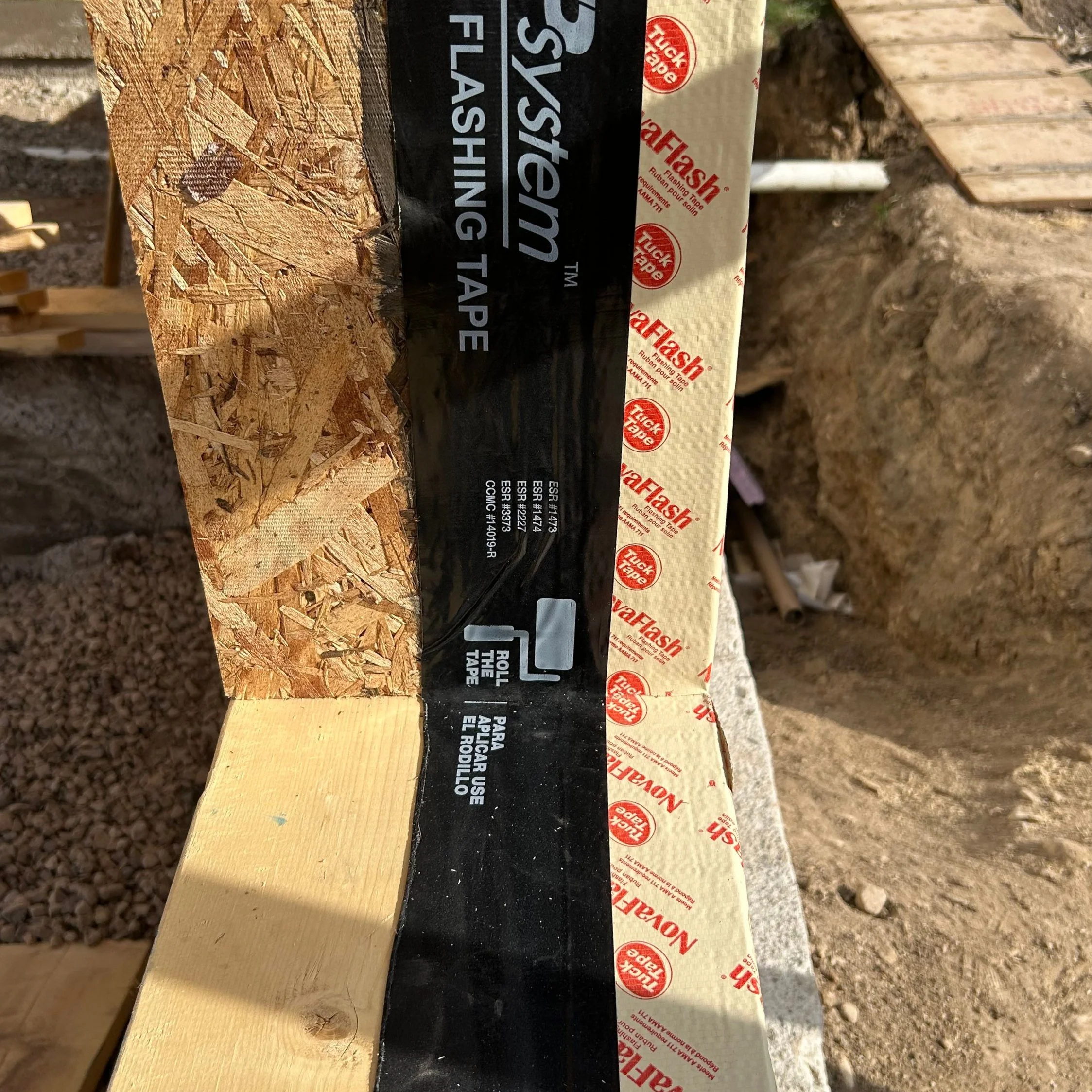 Acrylic tape over butyl tape. Window flashing prep. Milton addition project.