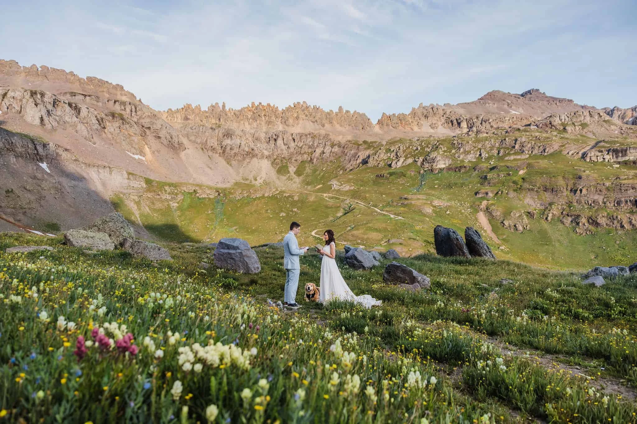 Elopement ceremony with wildflowers in Colorado