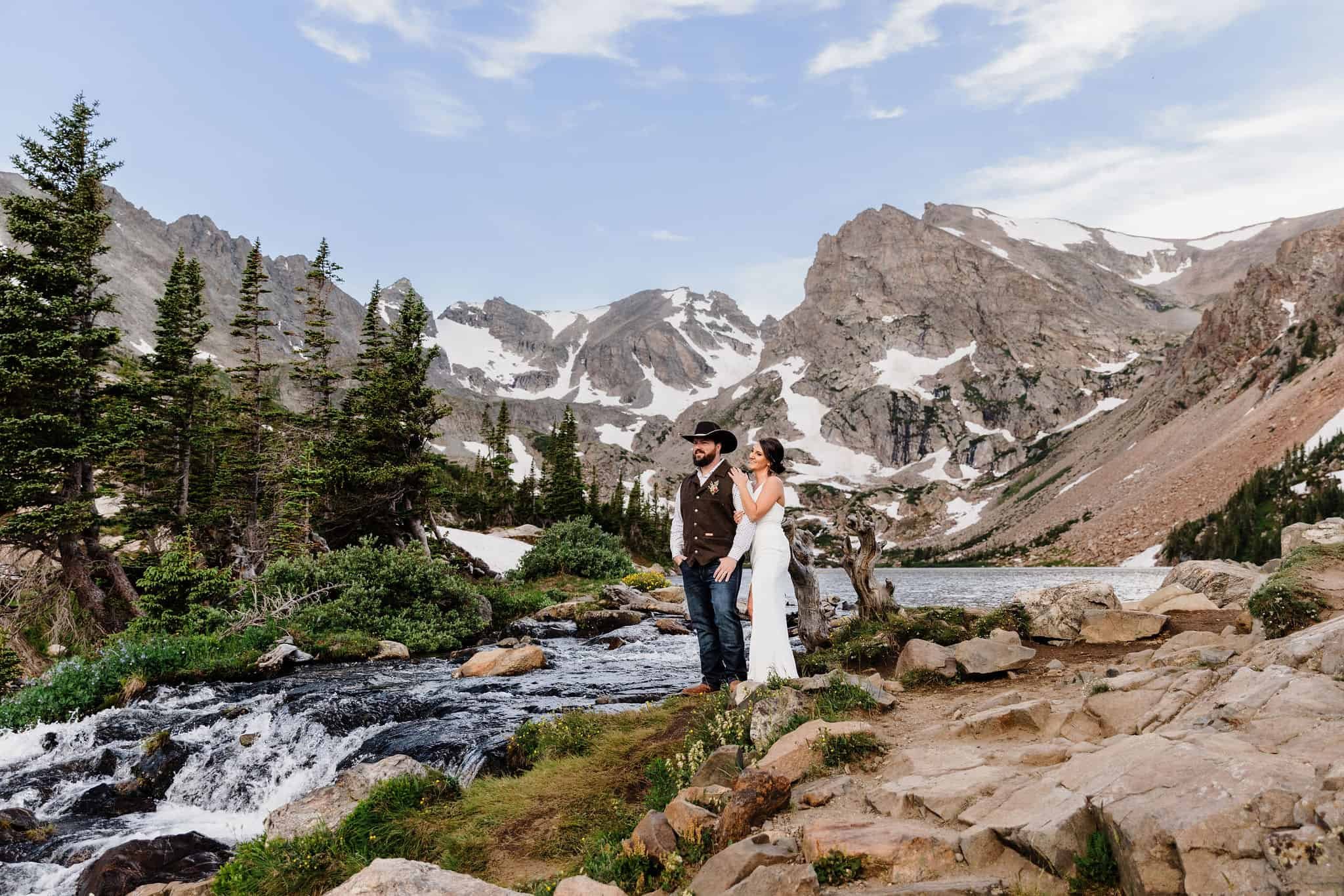 Elopement at an alpine lake near Estes Park in July