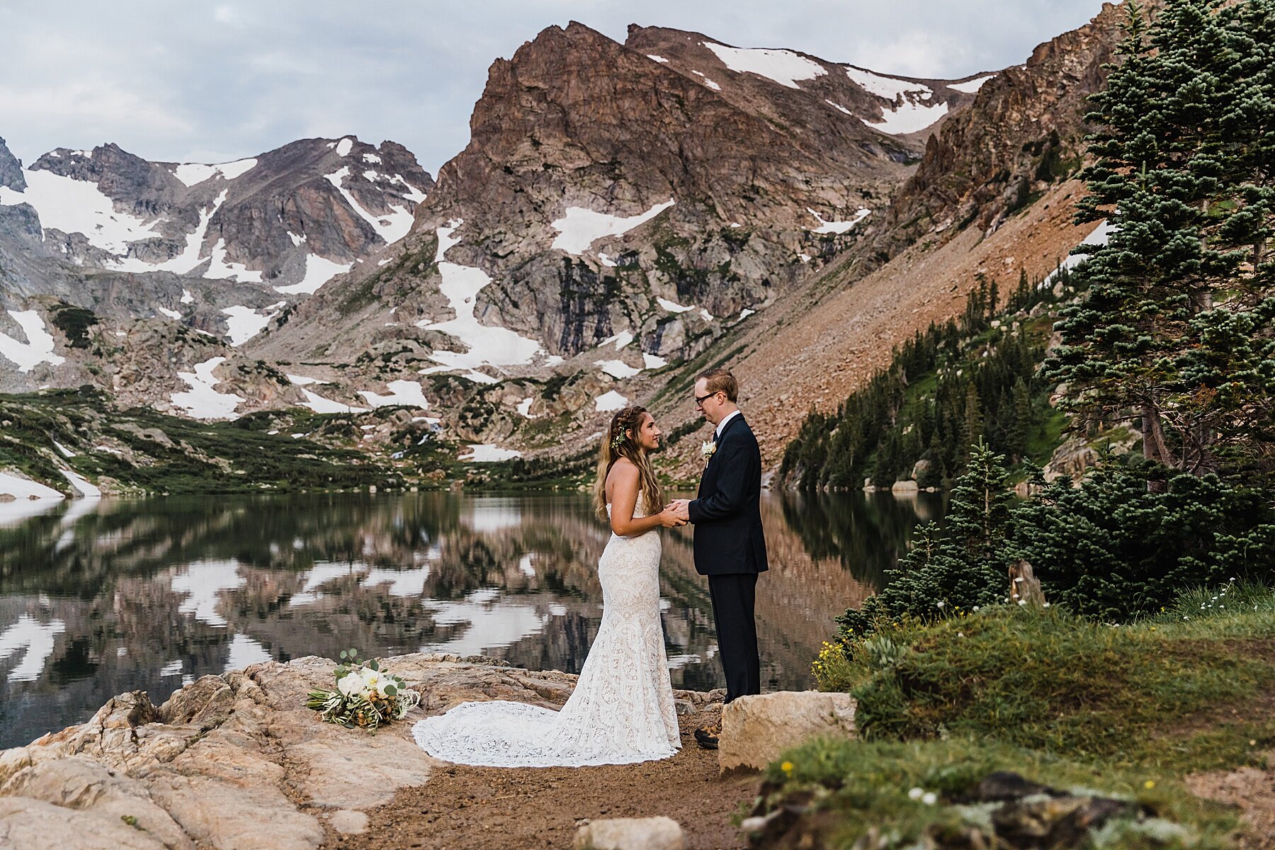 Sunrise Alpine Lake Elopement in the Mountains of Colorado | Vow