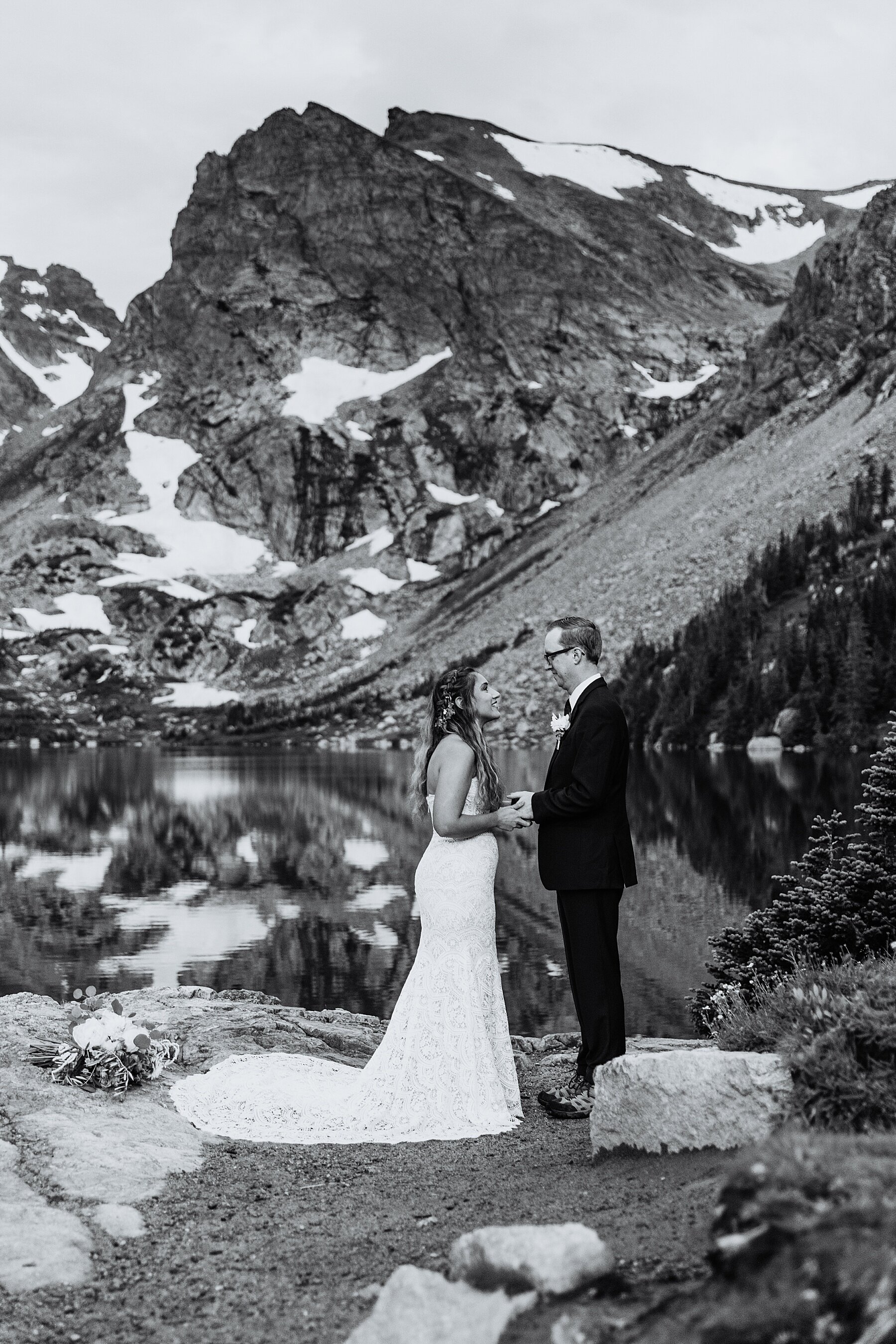 Sunrise Alpine Lake Elopement in the Mountains of Colorado | Vow