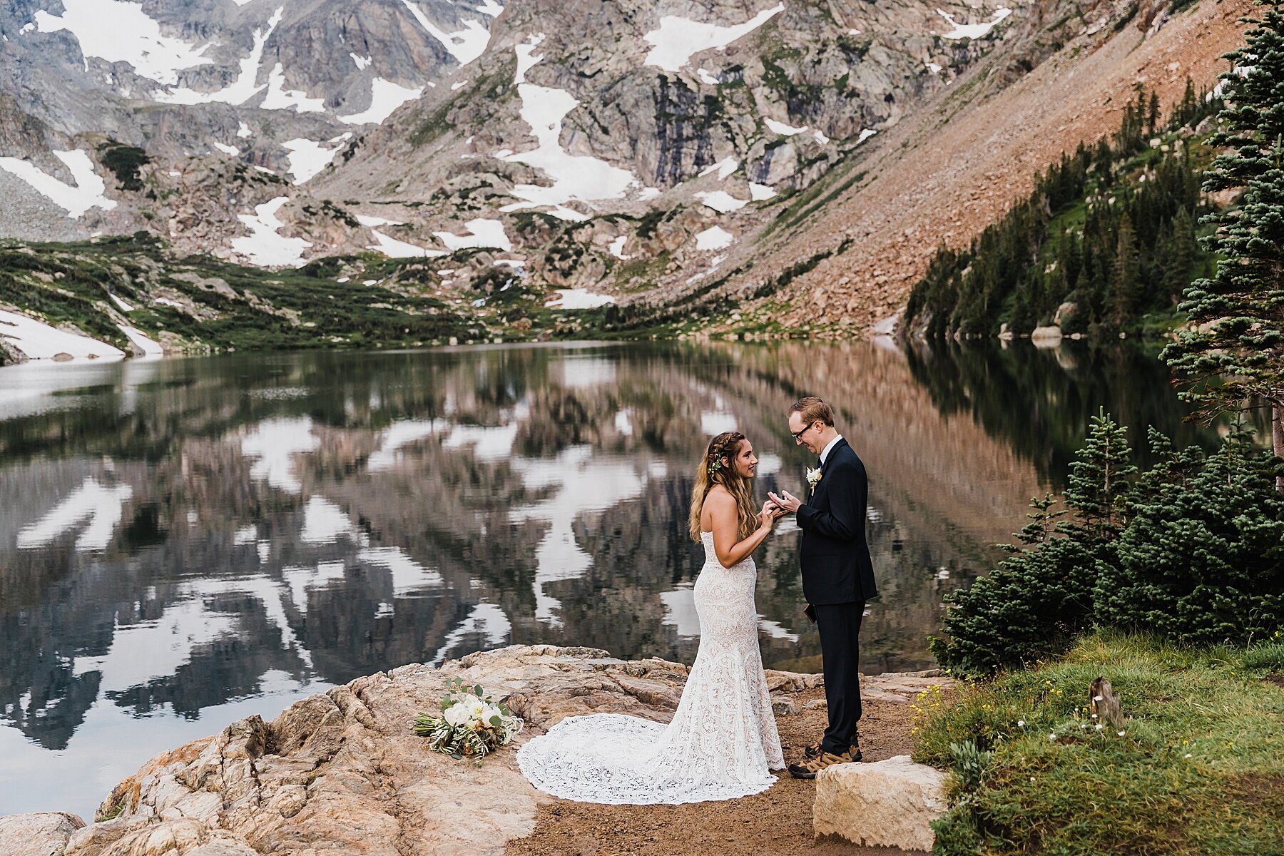 Sunrise Alpine Lake Elopement in the Mountains of Colorado | Vow