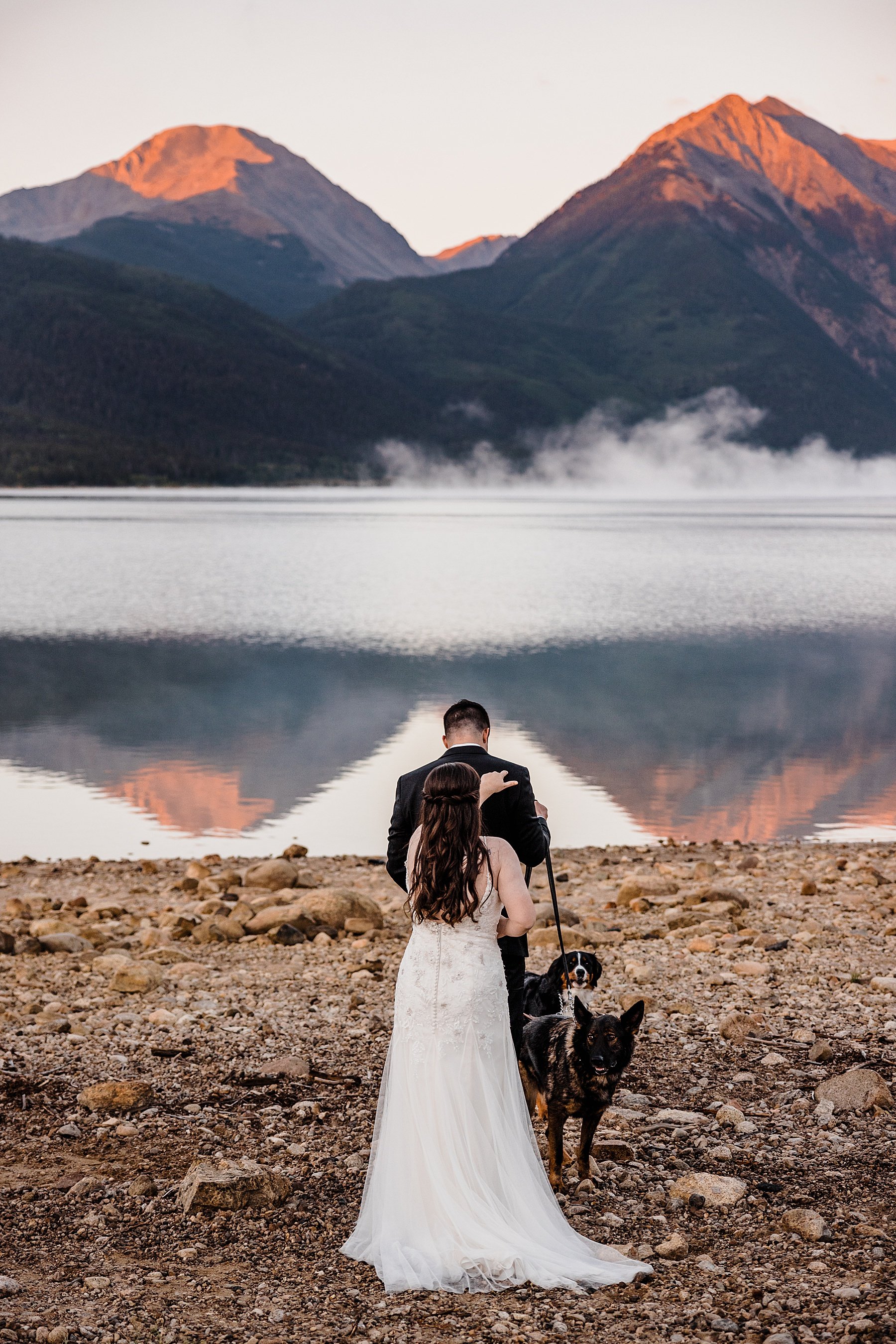 Dog-Friendly Sunrise Elopement at an Alpine Lake in Colorado