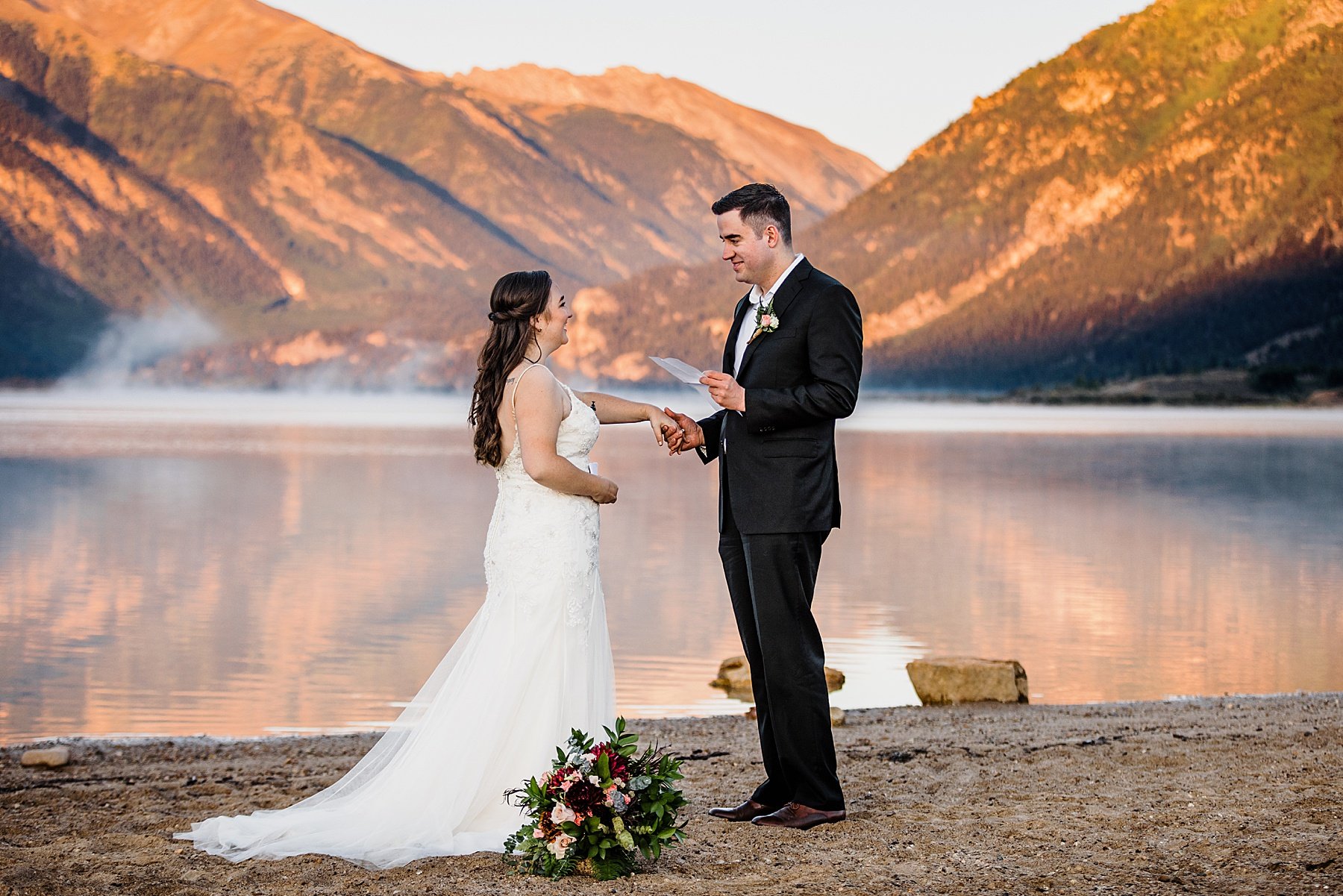 Dog-Friendly Sunrise Elopement at an Alpine Lake in Colorado