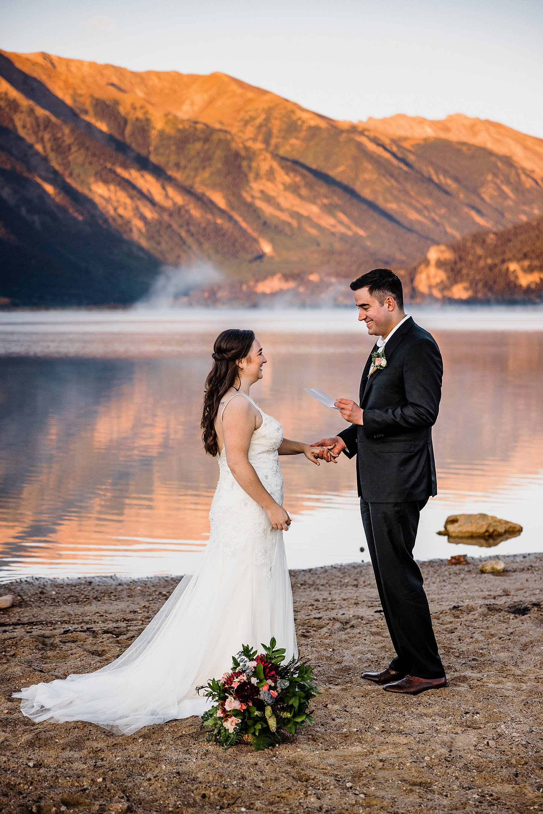 Dog-Friendly Sunrise Elopement at an Alpine Lake in Colorado