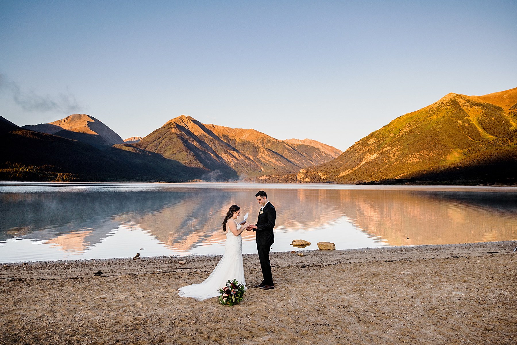 Dog-Friendly Sunrise Elopement at an Alpine Lake in Colorado