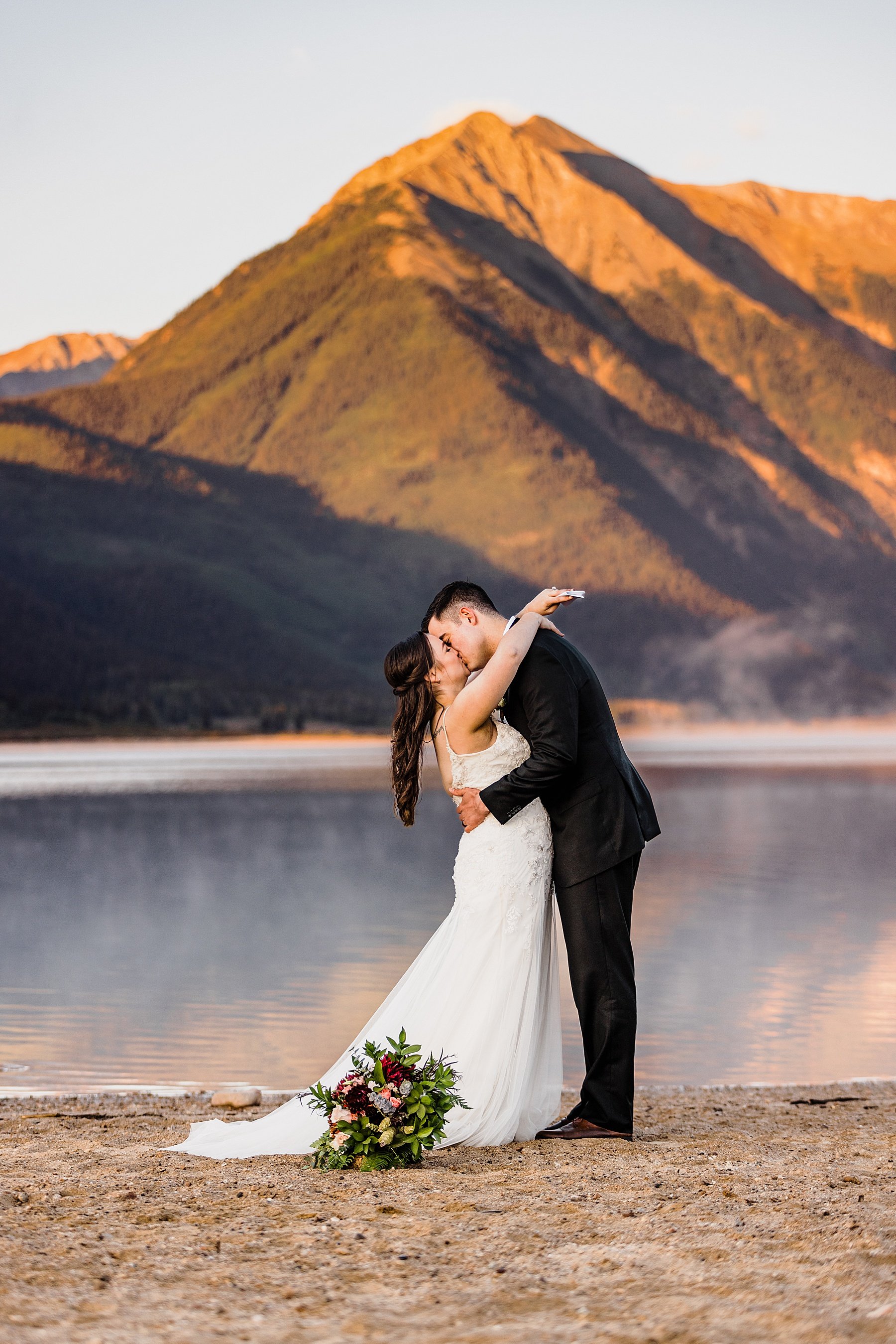 Dog-Friendly Sunrise Elopement at an Alpine Lake in Colorado