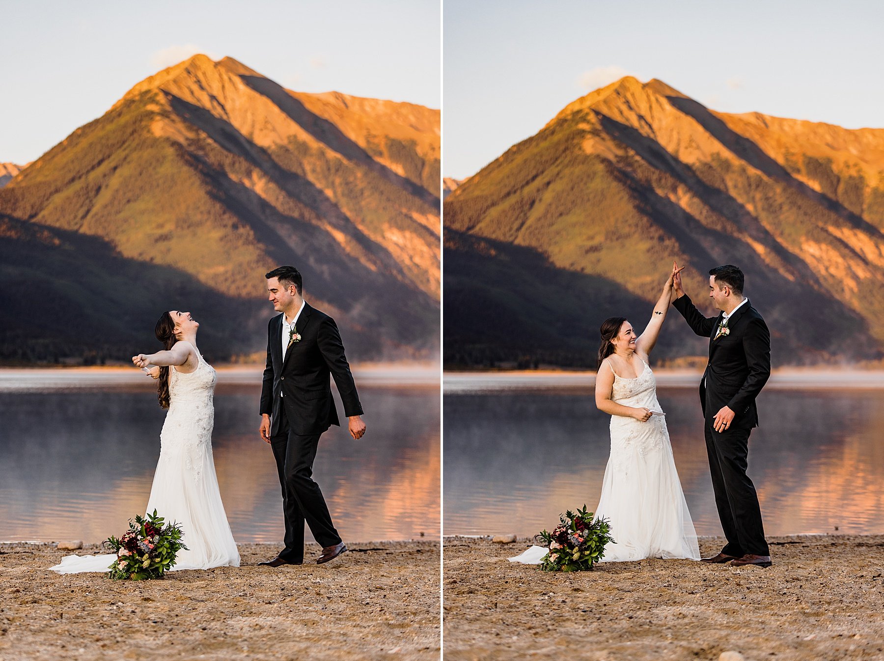 Dog-Friendly Sunrise Elopement at an Alpine Lake in Colorado