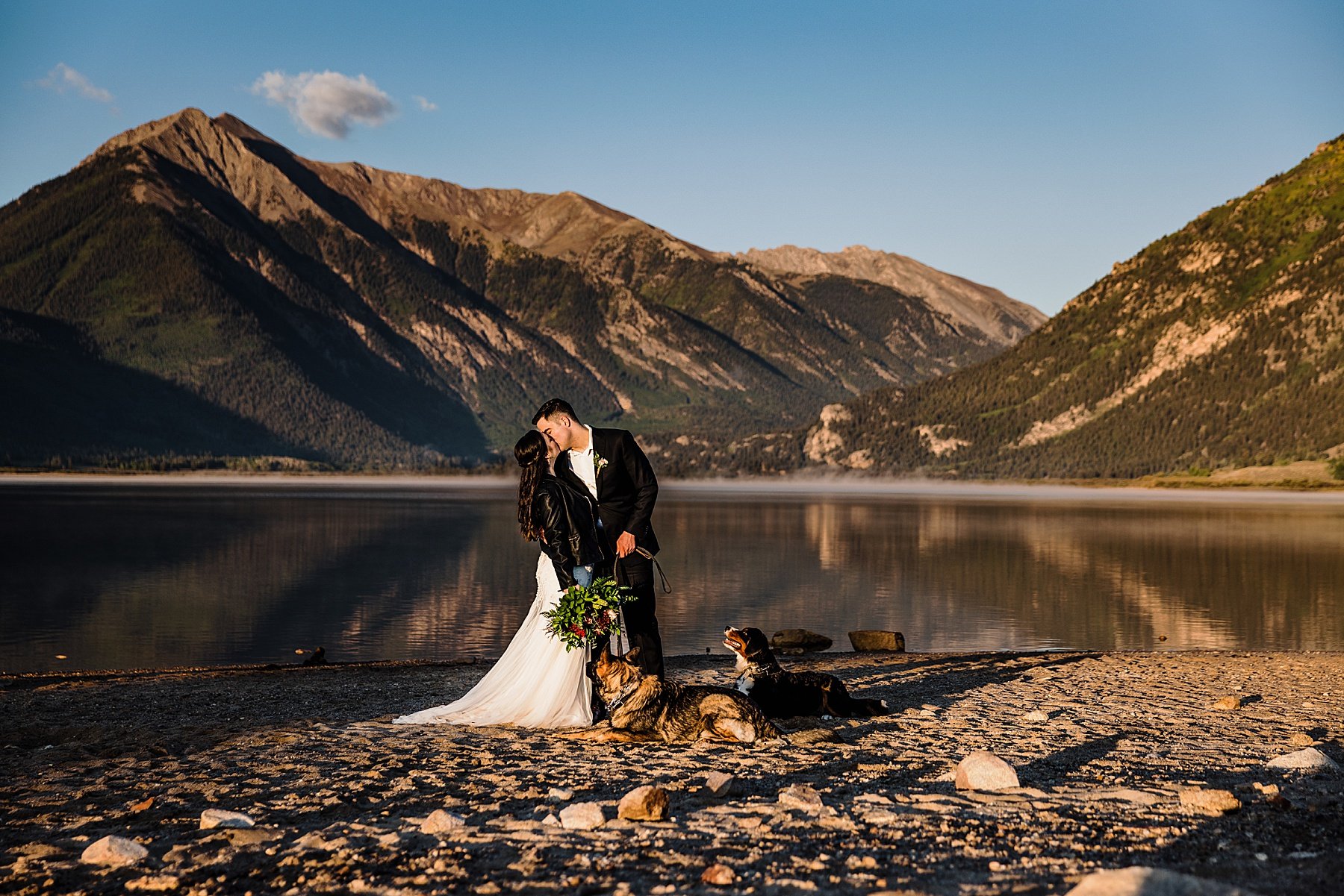 Dog-Friendly Sunrise Elopement at an Alpine Lake in Colorado