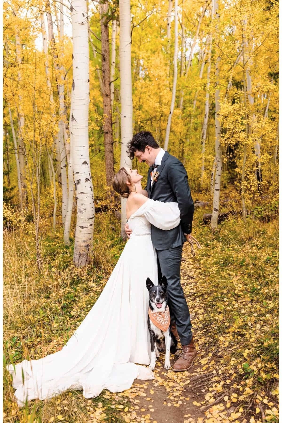 Fall color elopement with a dog in Colorado