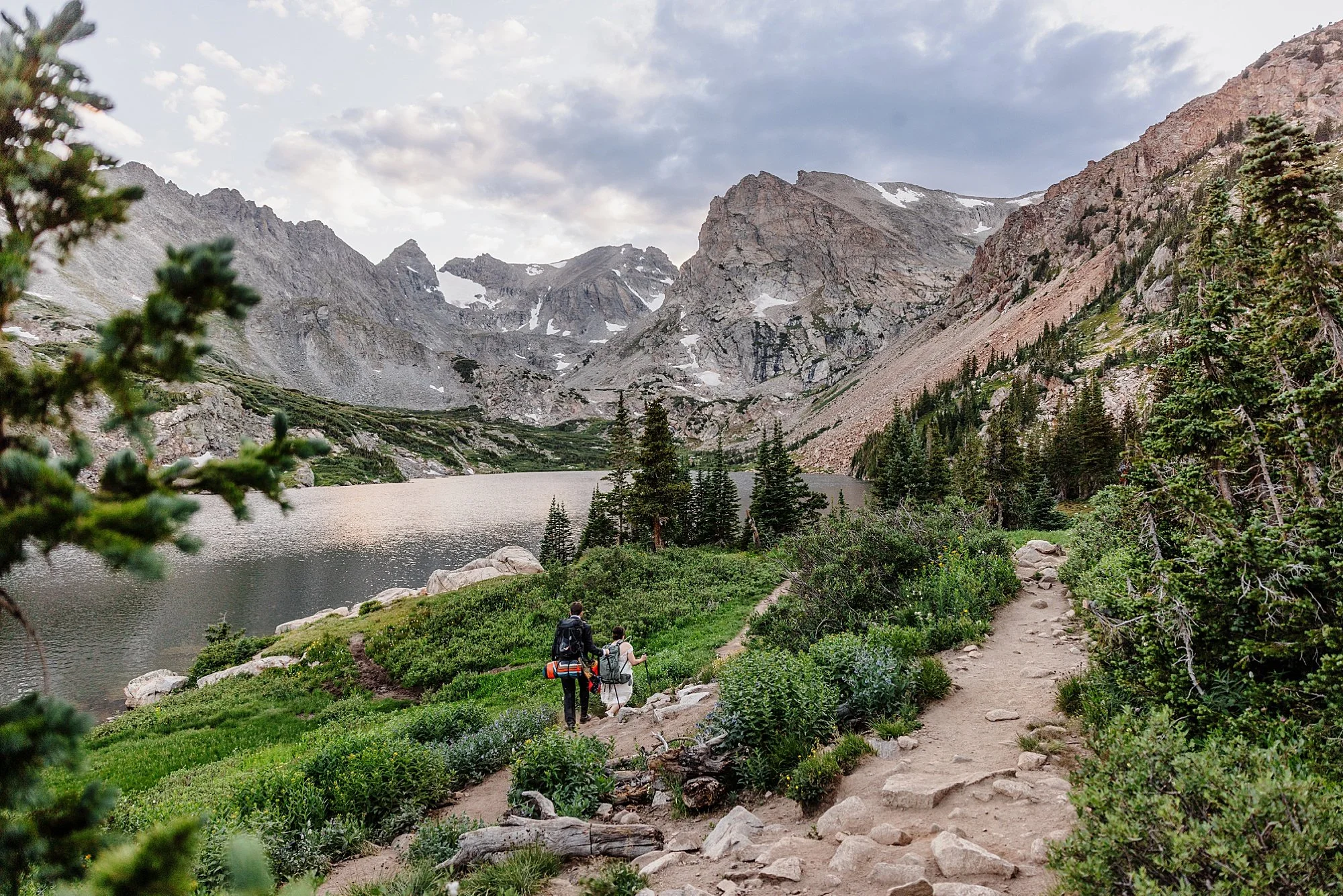 Sunset Hiking Elopement to an Alpine Lake in Colorado