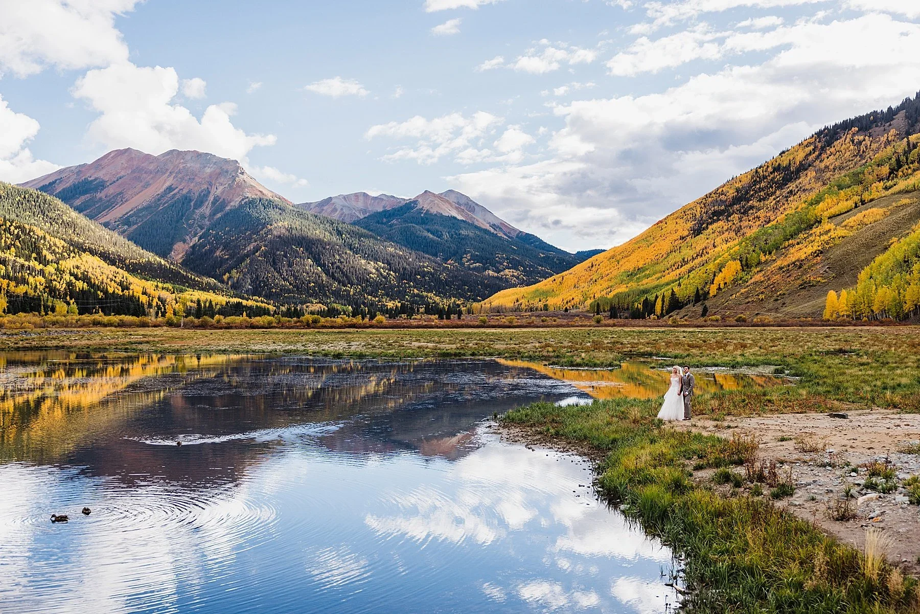 Mountain lake with fall color