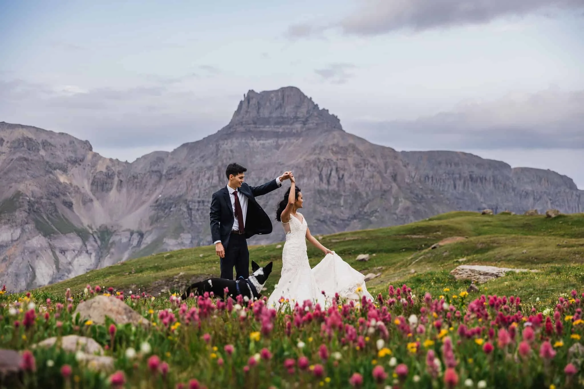 Wildflower mountain elopement in Colorado