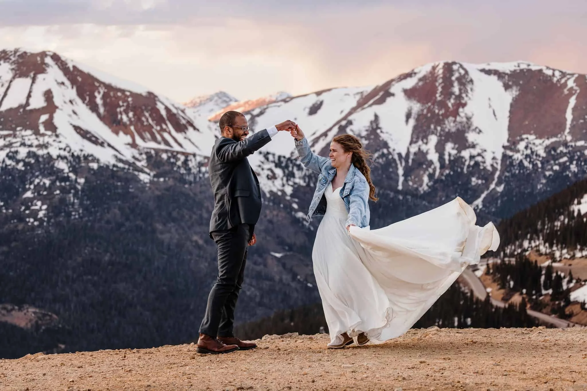 Sunset mountain elopement in Colorado