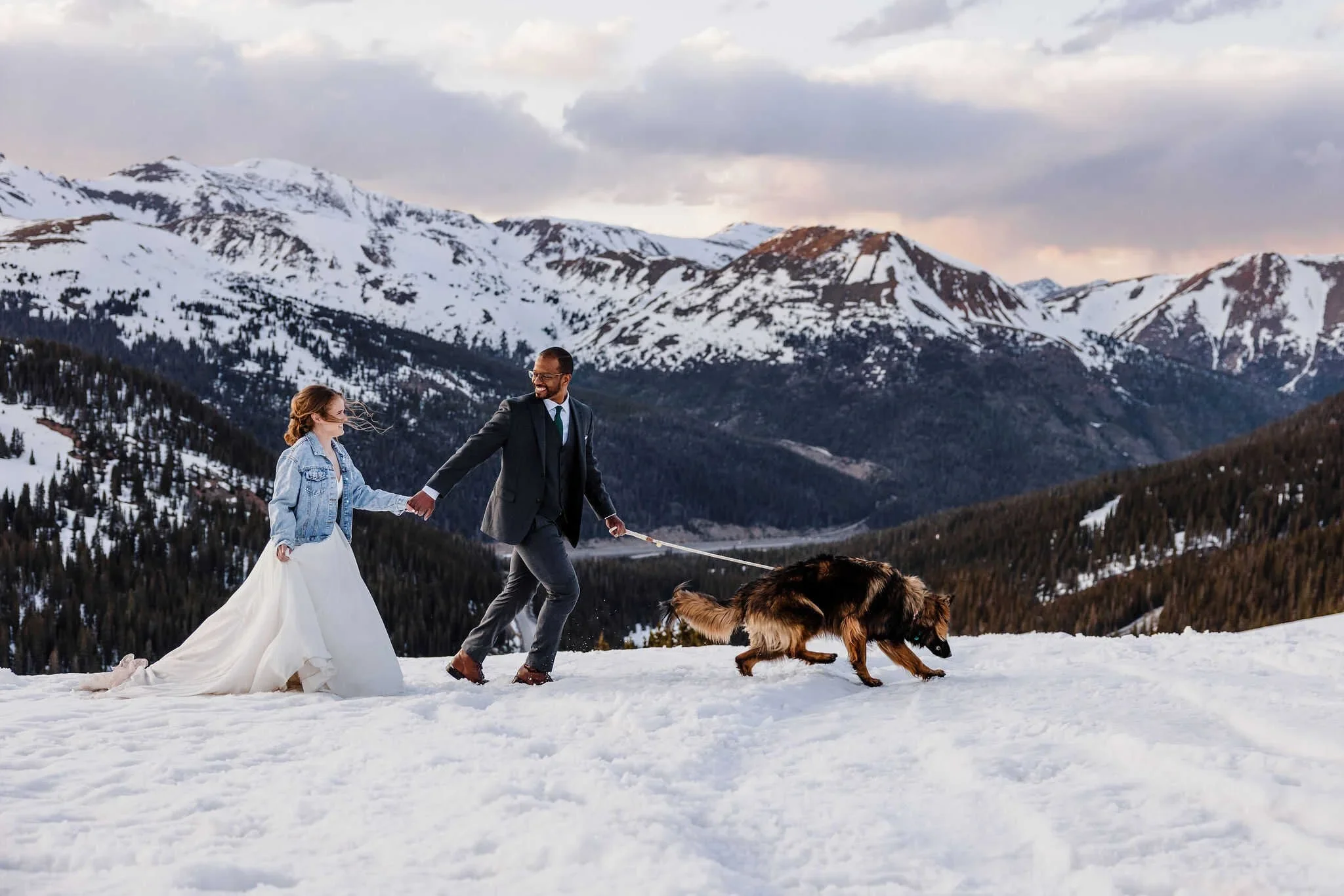 Snowy spring mountaintop elopement in Colorado