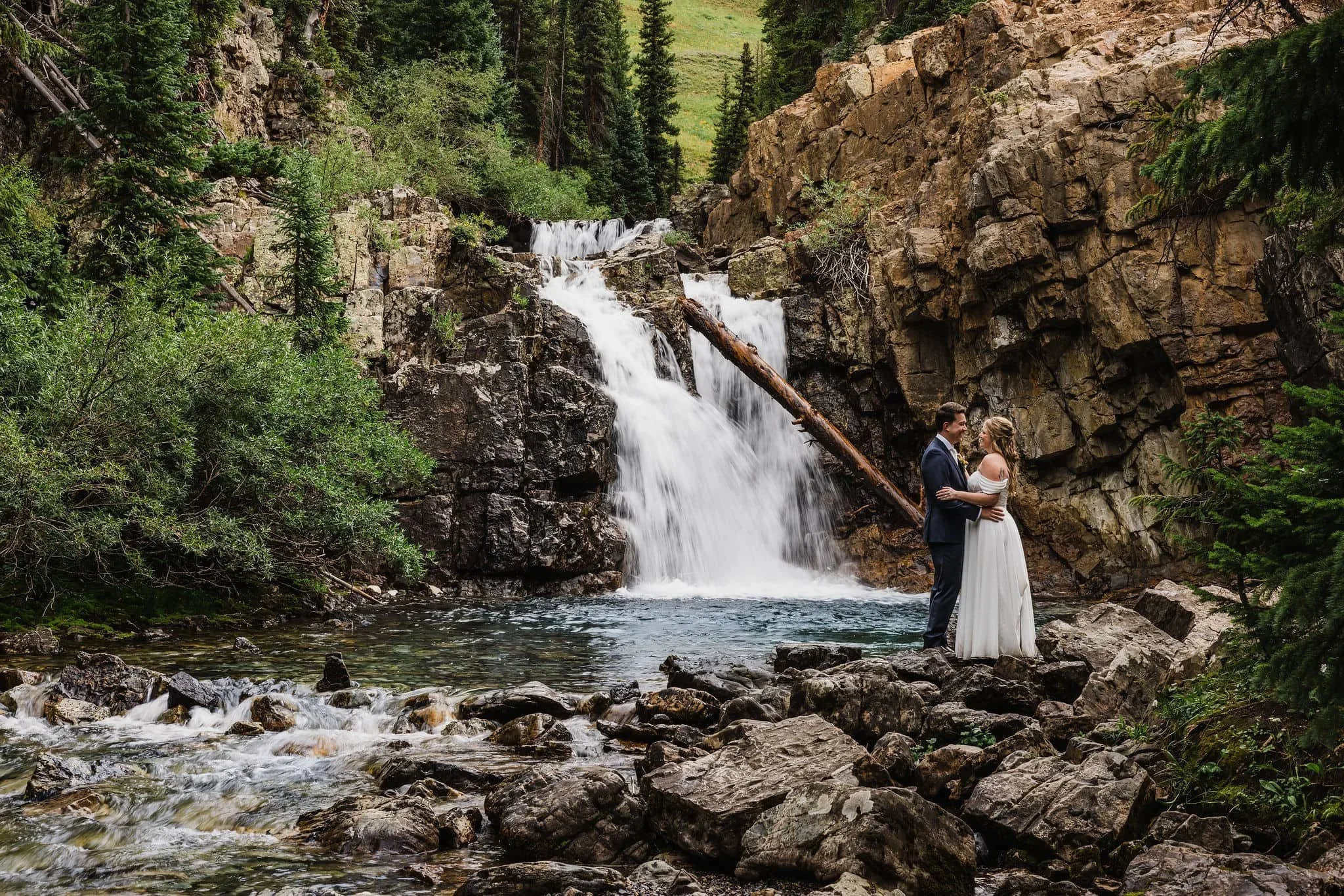 Waterfall elopement in Crested Butte, Colorado
