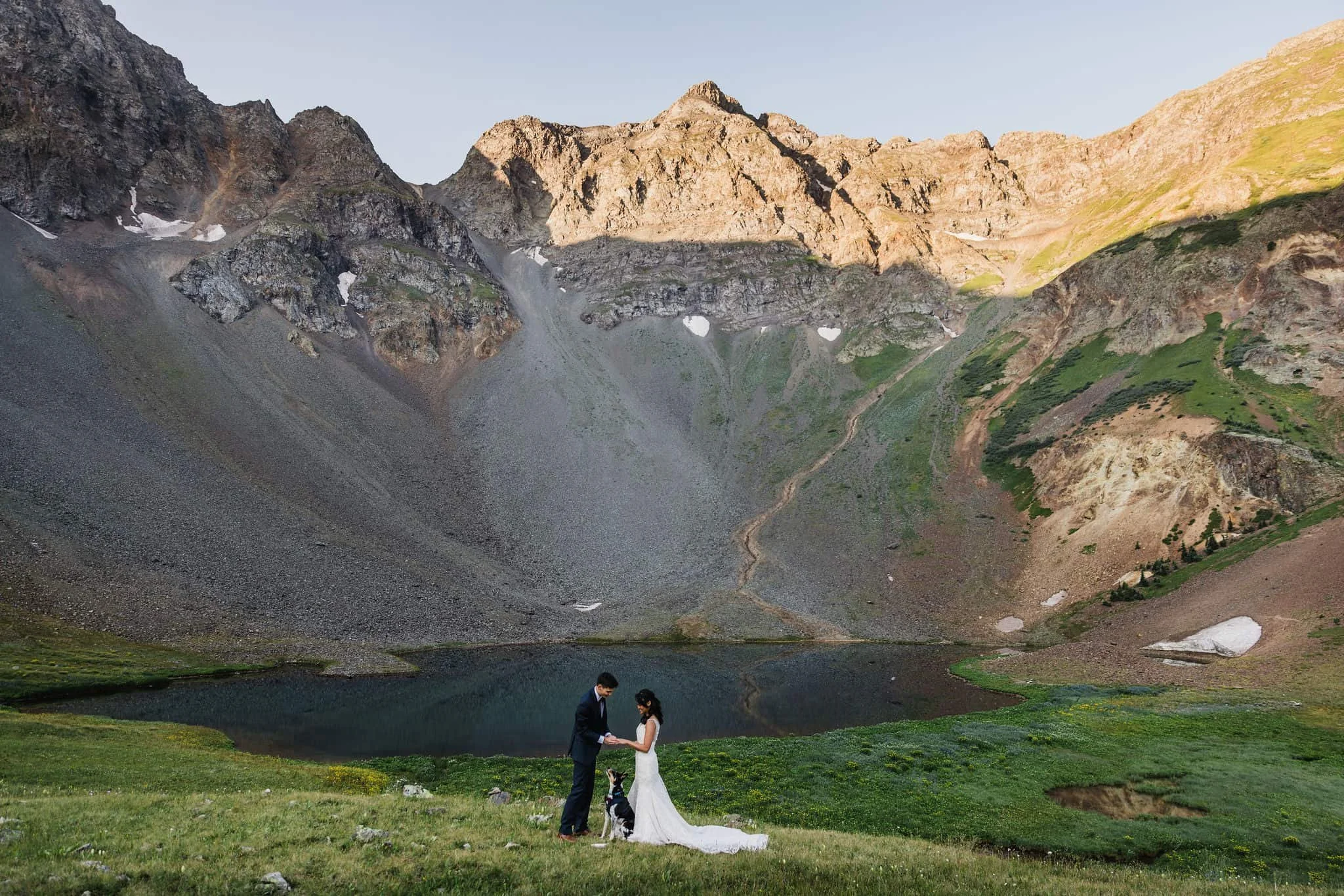 Alpine lake elopement ceremony