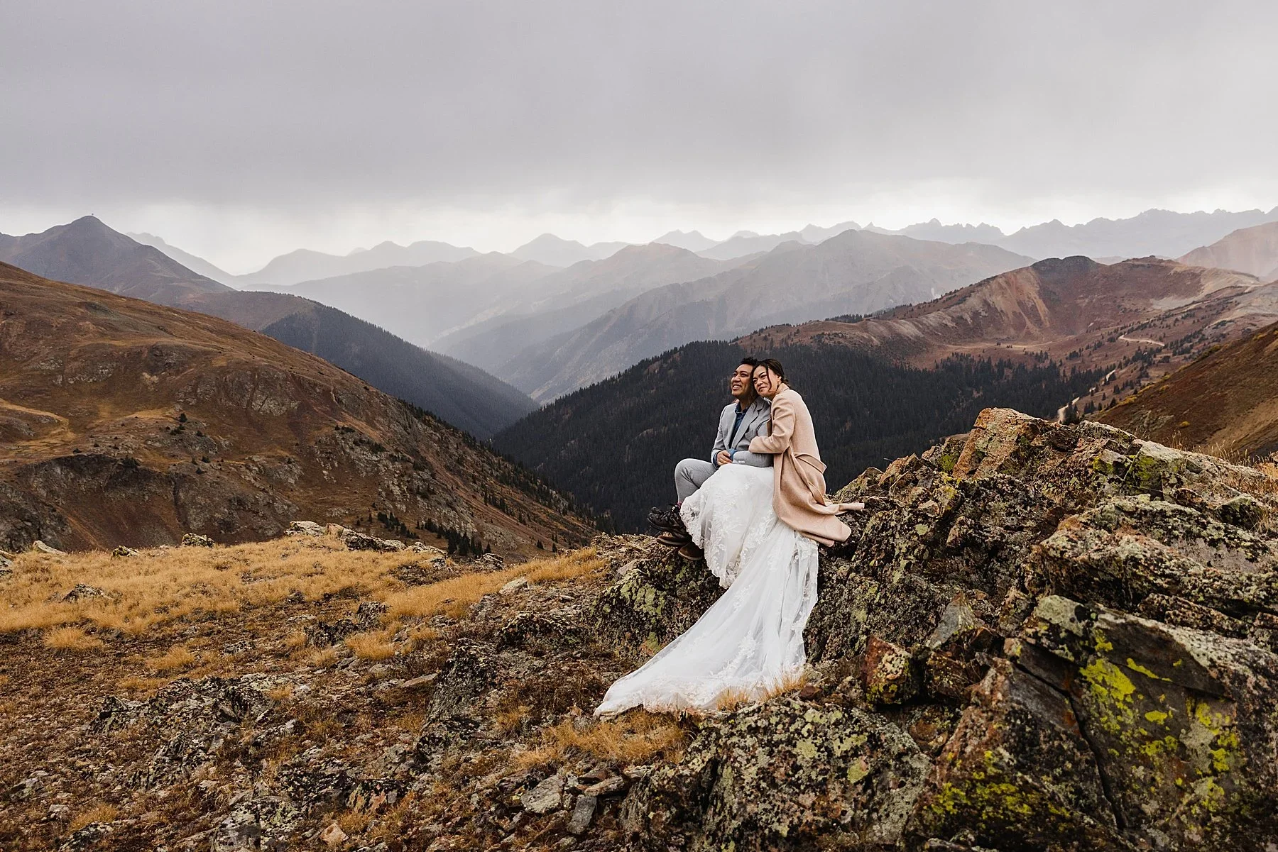 Foggy mountaintop elopement