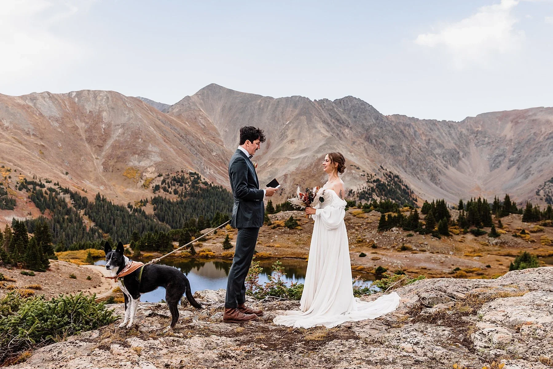 Dog-friendly alpine lake elopement