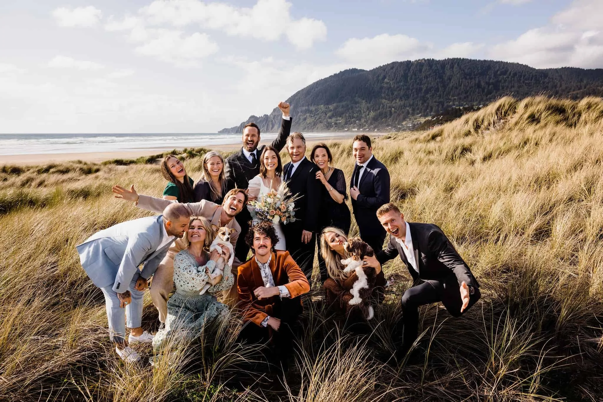 Funny group photo at an elopement