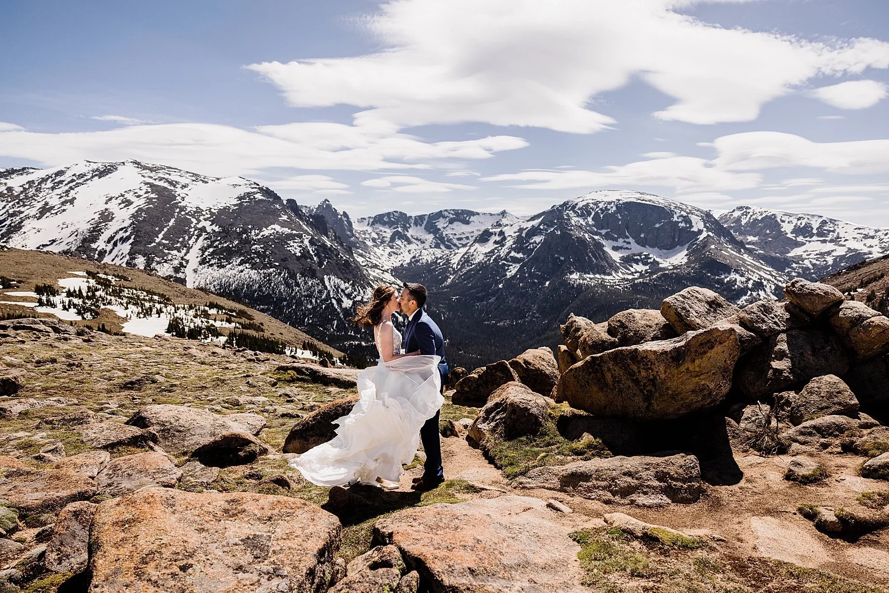 Snowy mountaintop elopement in RMNP