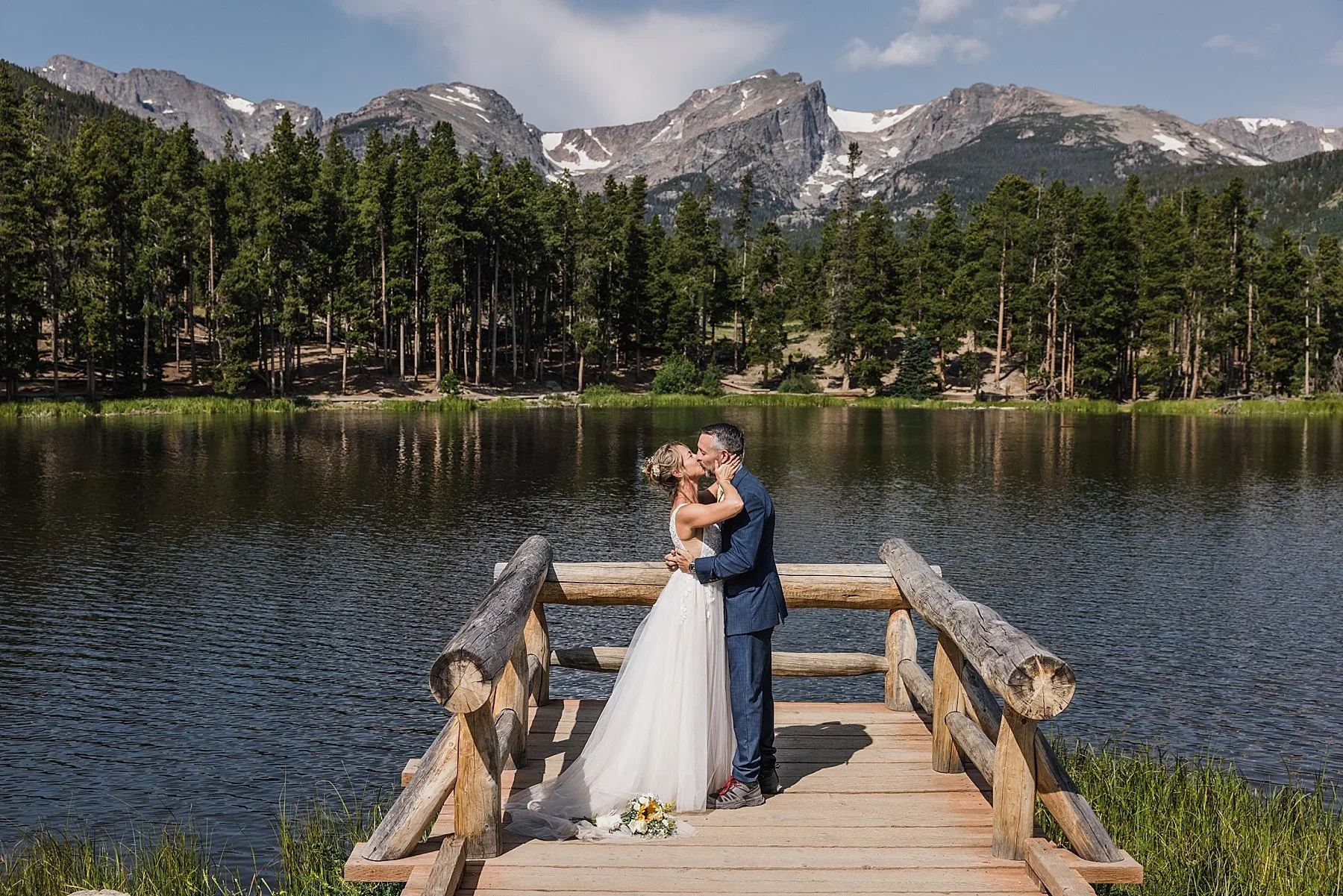 Elopement on the dock of Sprague Lake