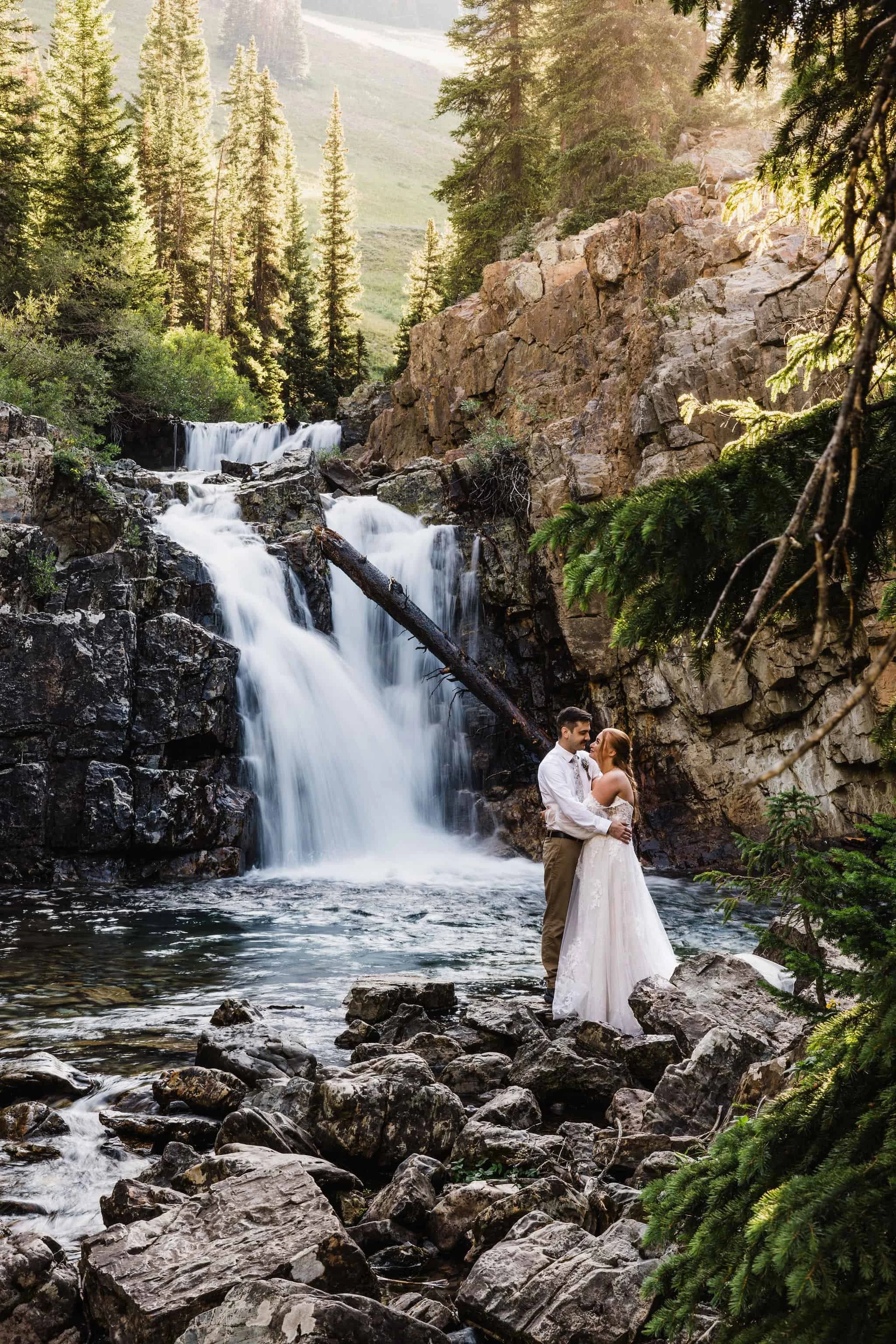 Waterfall elopement in Colorado
