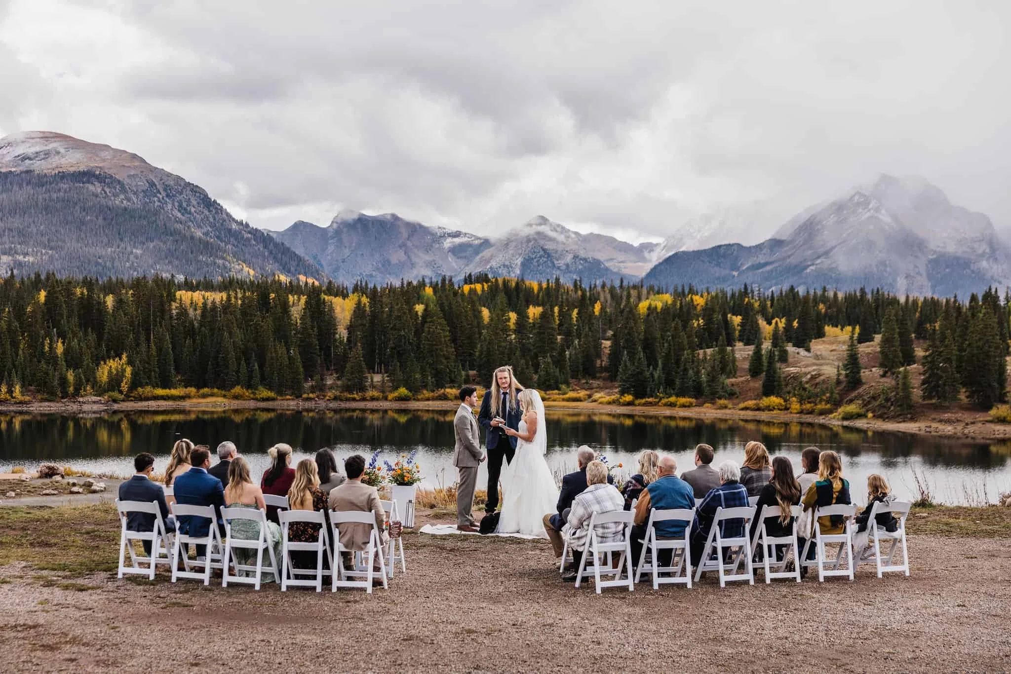 A small wedding ceremony in the mountains