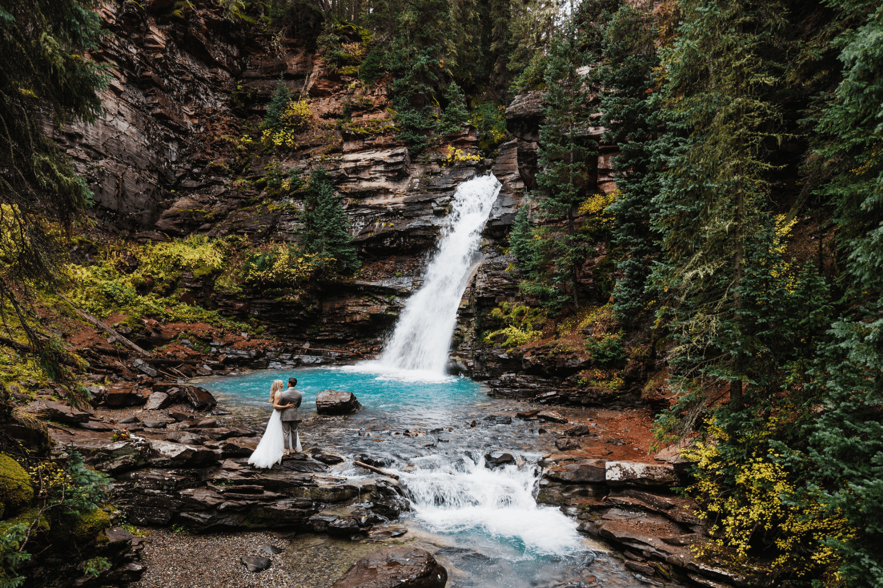 Colorado waterfall elopement photo
