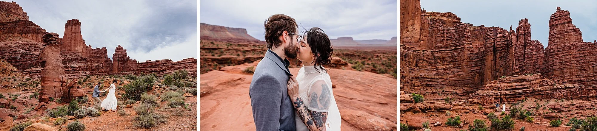 Moab elopement photos with red rock formations