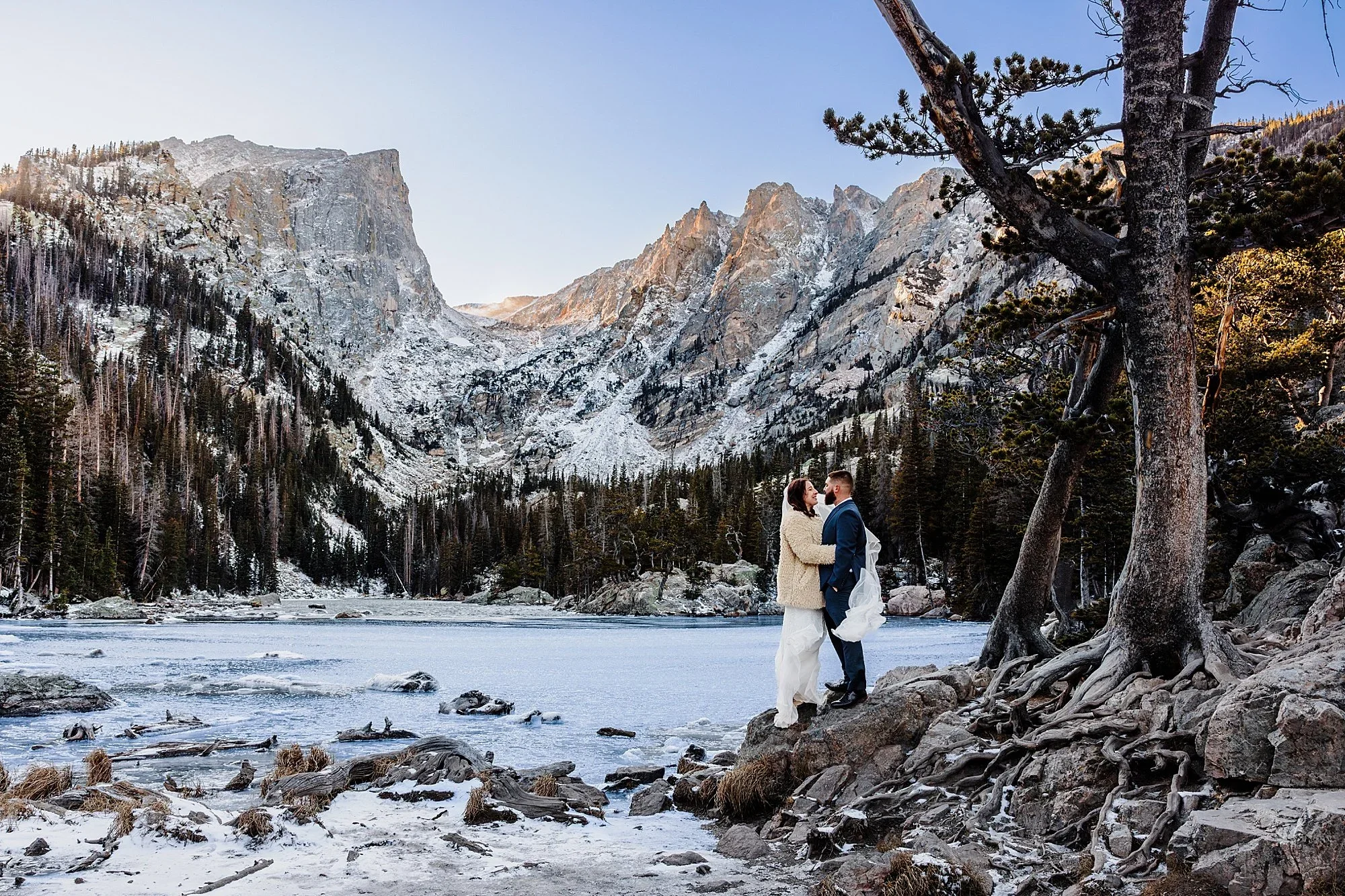 Frozen alpine lake elopement