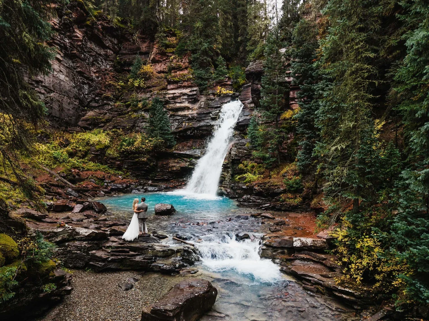 Waterfall elopement in Colorado - wide photo