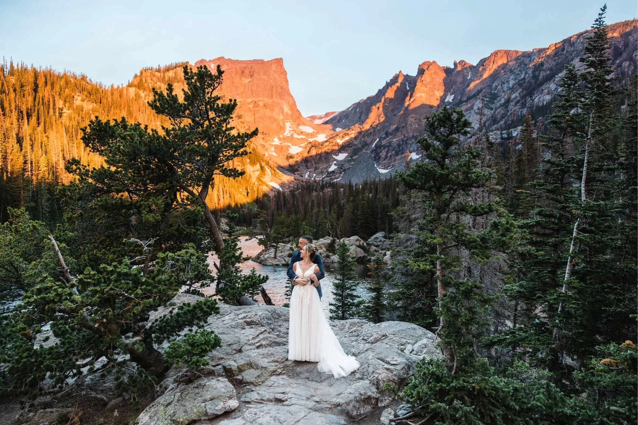 Sunrise July elopement at Dream Lake