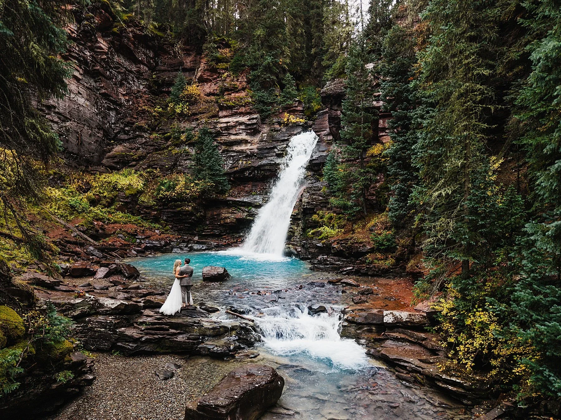 Blue waterfall elopement