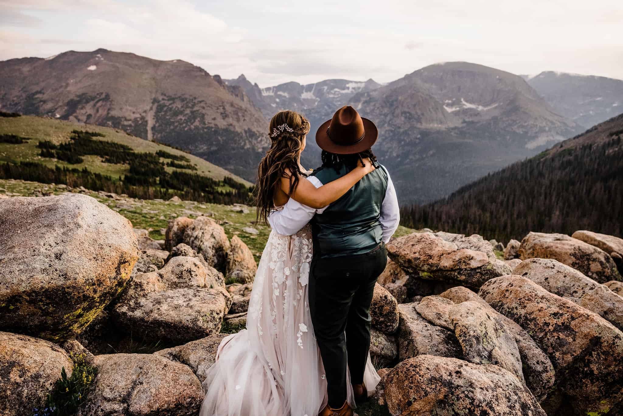 Sunset mountaintop elopement in RMNP