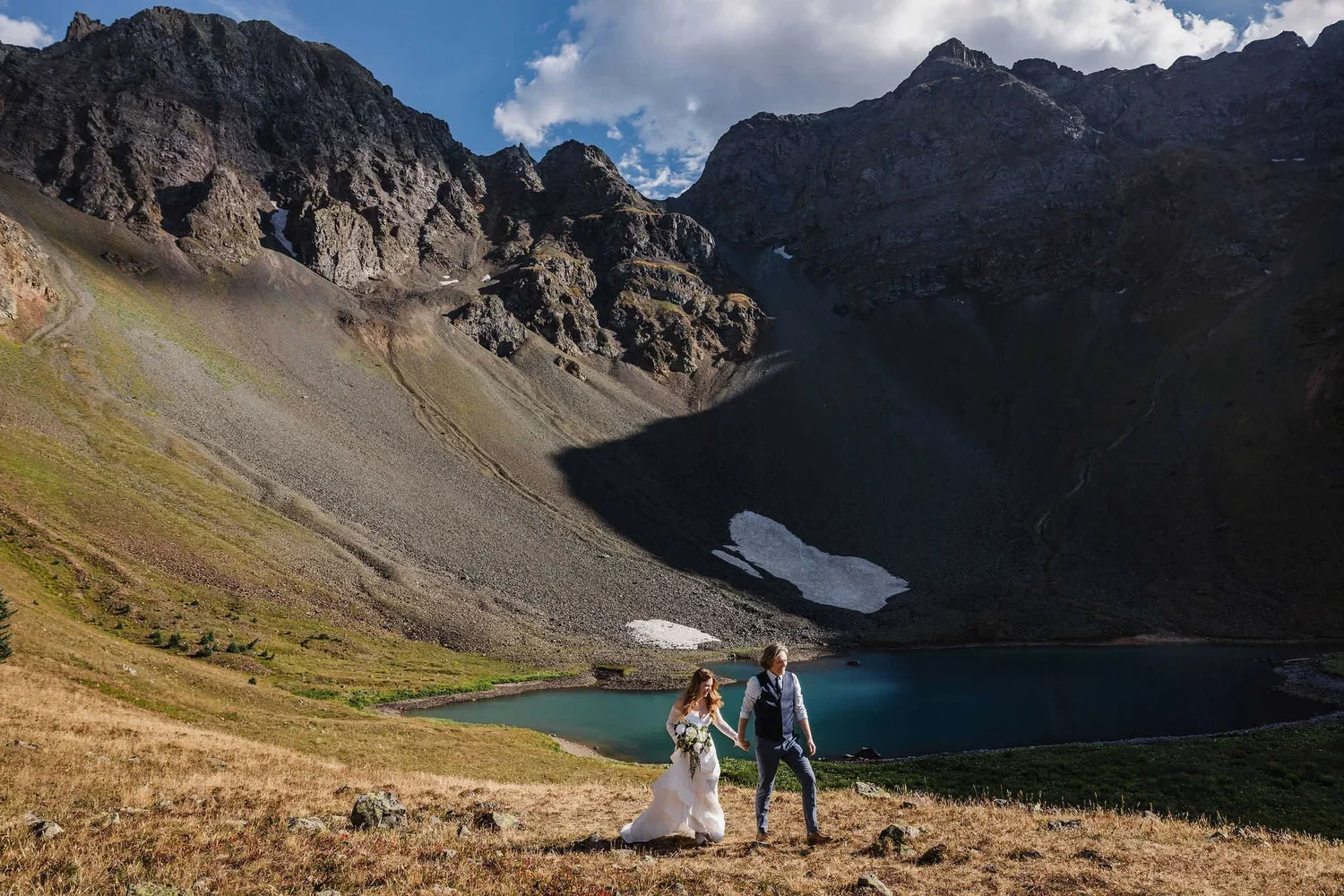 Colorado mountain elopement at an alpine lake - close up