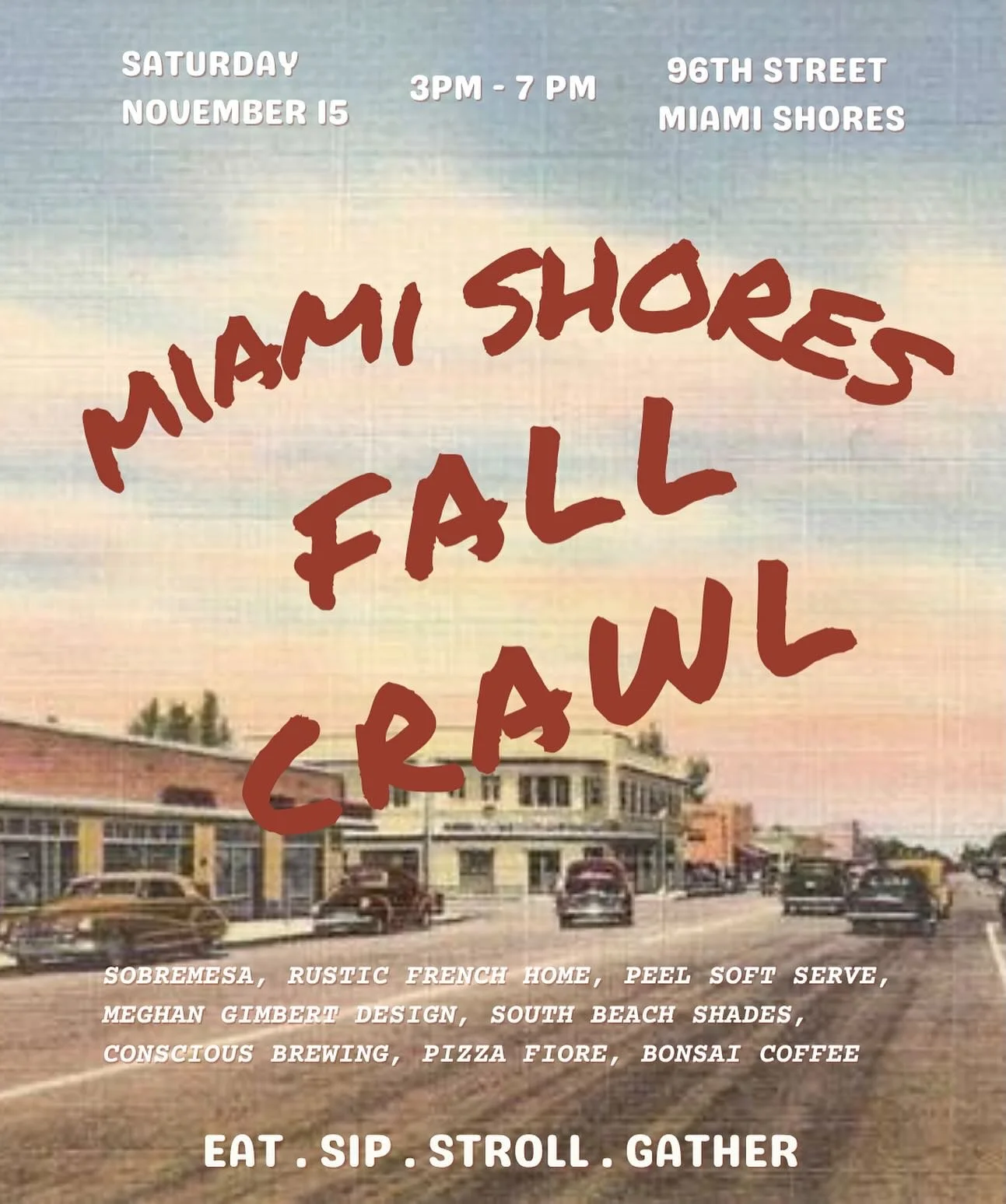 Kicking off the best time in Miami on November 15. 3-7PM. Fall specials from all of us on 96th street 🫶🏽 see you there! 🍁🍂