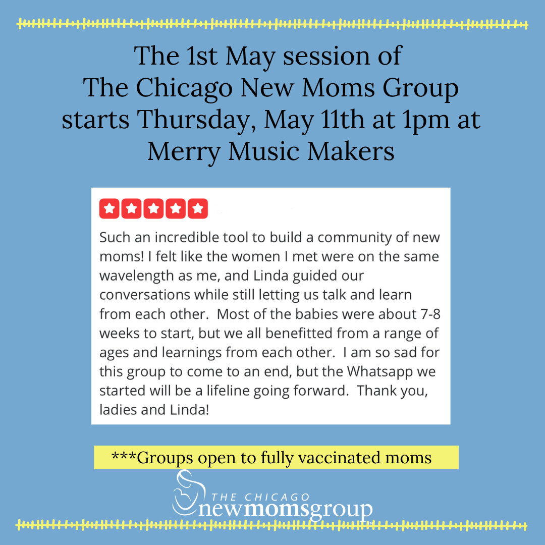 The next session of The Chicago New Moms Group starts Thursday, May 11th at 1pm at @merrymusicmkrs located at 3759 N. Ravenswood​​​​​​​​​​​​​​​​​​👶for moms of babies 0-6 months ​​​​​​​​​👶Discussion topics include the transition to motherhood, chang