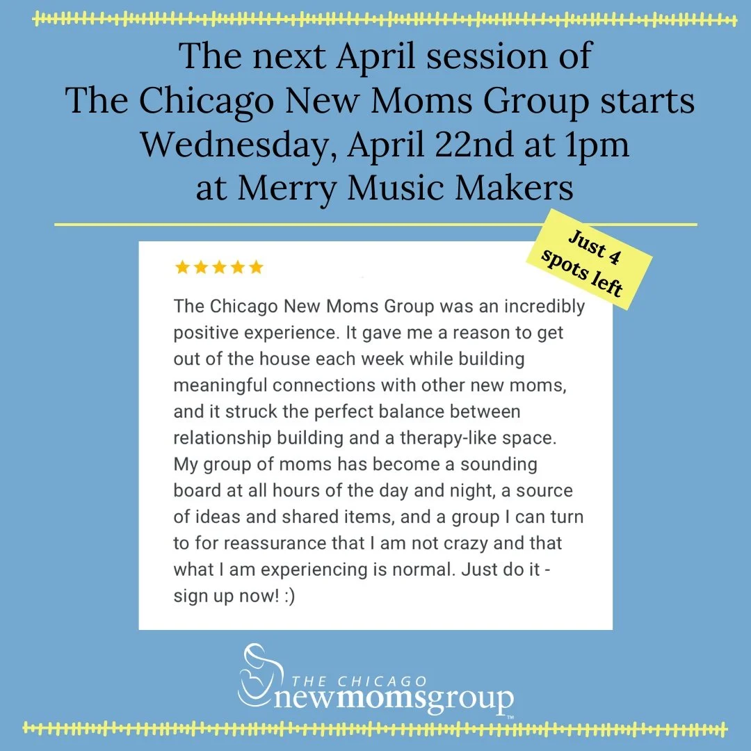👶 Calling all first-time moms in Chicago with babies 0-6 months! 🌟 Join us for the next April session of The Chicago New Moms Group, starting Wednesday, April 22nd at 1pm at @merrymusicmkrs. 🤱 Topics include motherhood transitions, feeding, sleep,