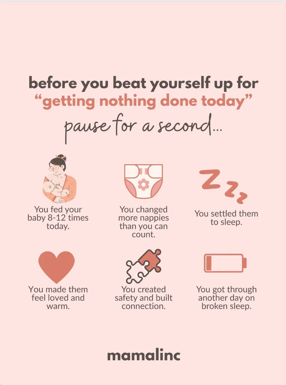 I love this so much.  I hear so often "I don't know what I have done all day?" This is the answer.  No it isn't the same as what you would have done with your day before you had your baby but that doesn't mean you aren't doing anything.  Yo